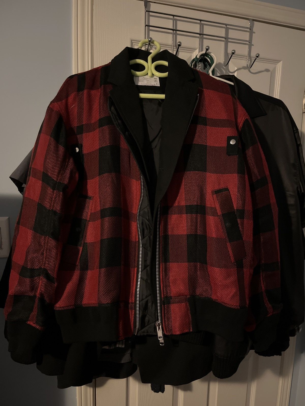 Sacai Sacai Rare Mesh Red and Black Checkered Bomber Size US M / EU 48-50 / 2 - 1 Thumbnail