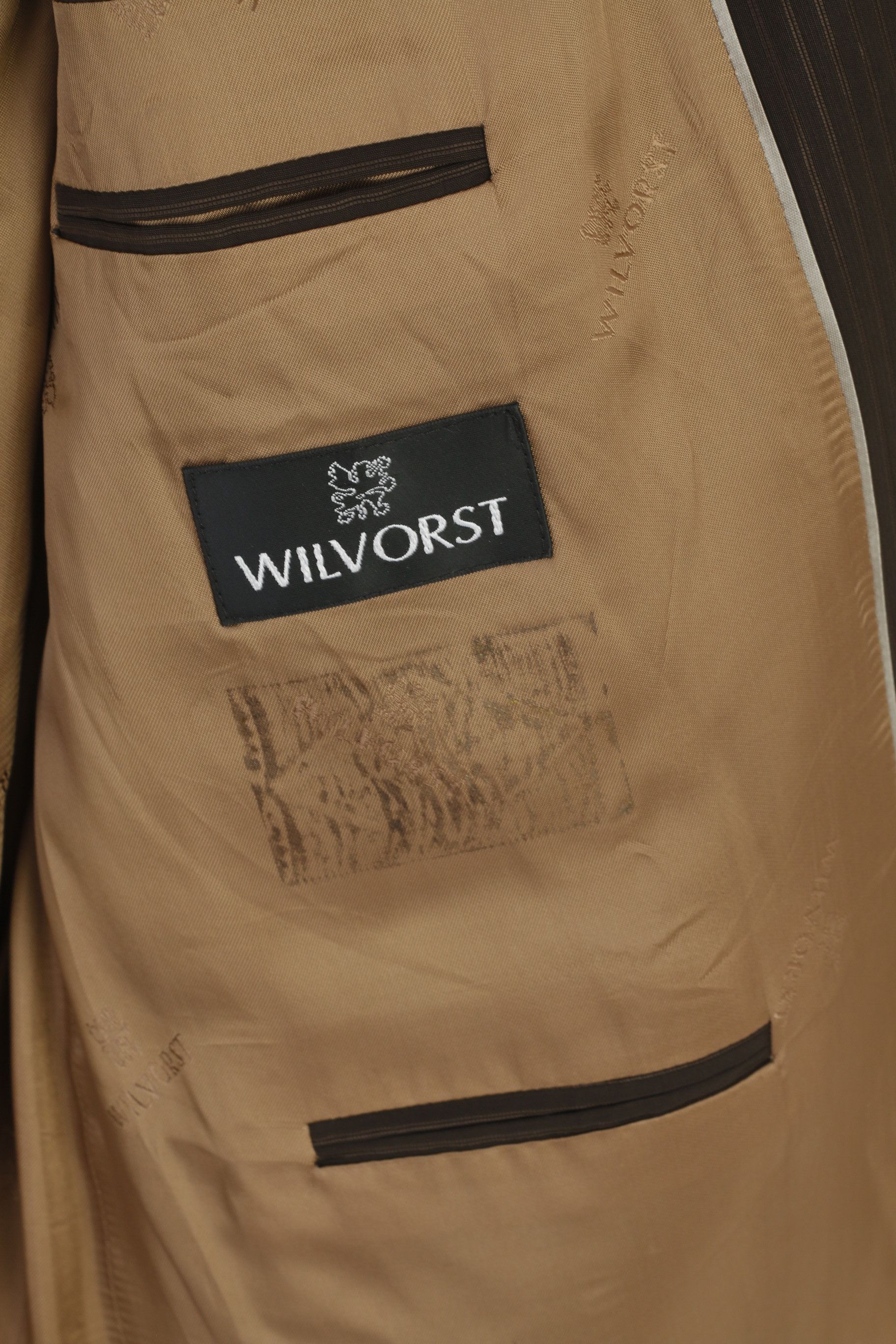 Vintage Wilvorst Men 56 46 Blazer Brown Wool Striped Shiny 6767 Size 46R - 5 Thumbnail