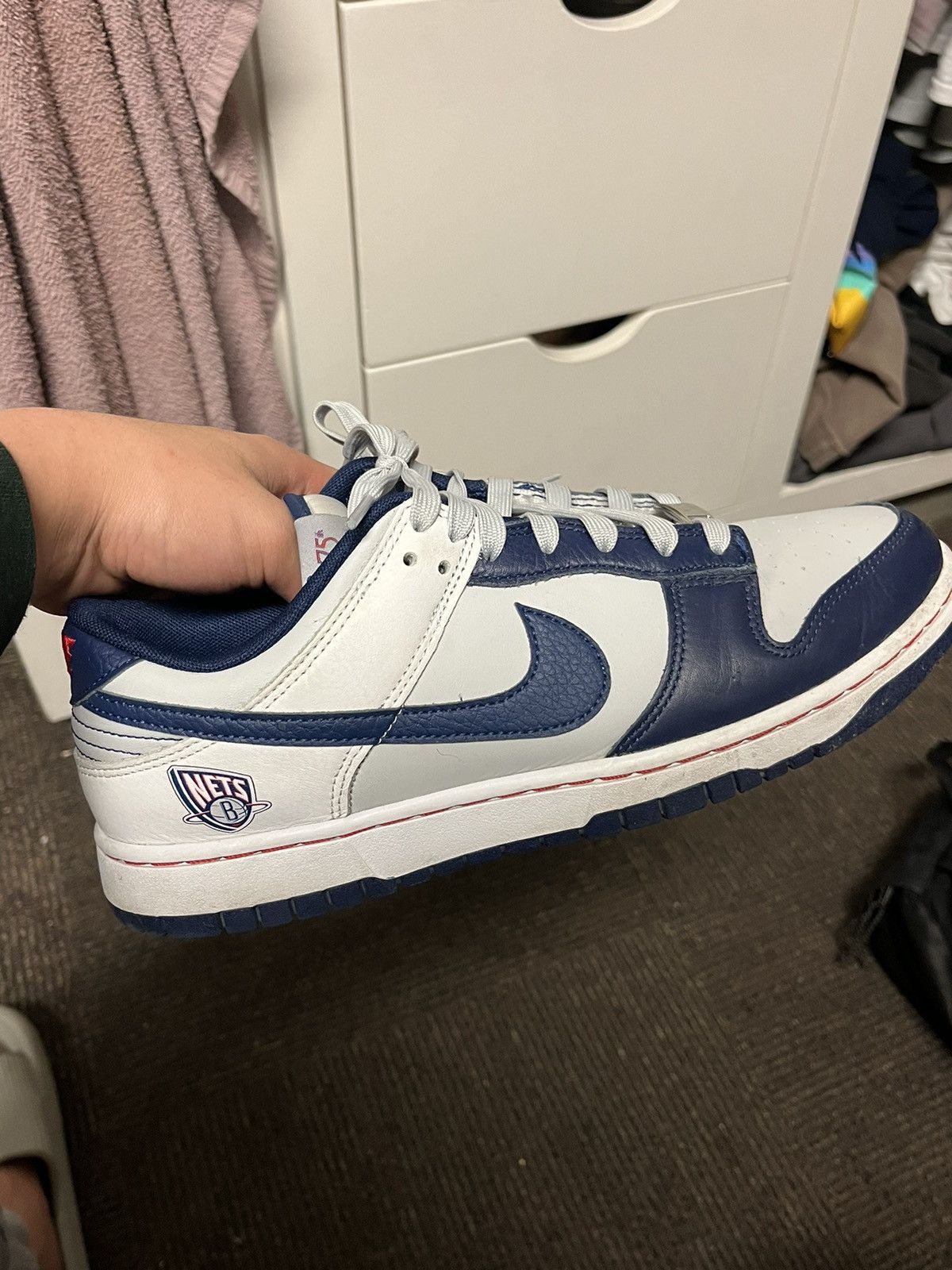 image of Nba X Dunk Low Emb 75Th Anniversary-Nets Shoes in Blue, Men's (Size 10)