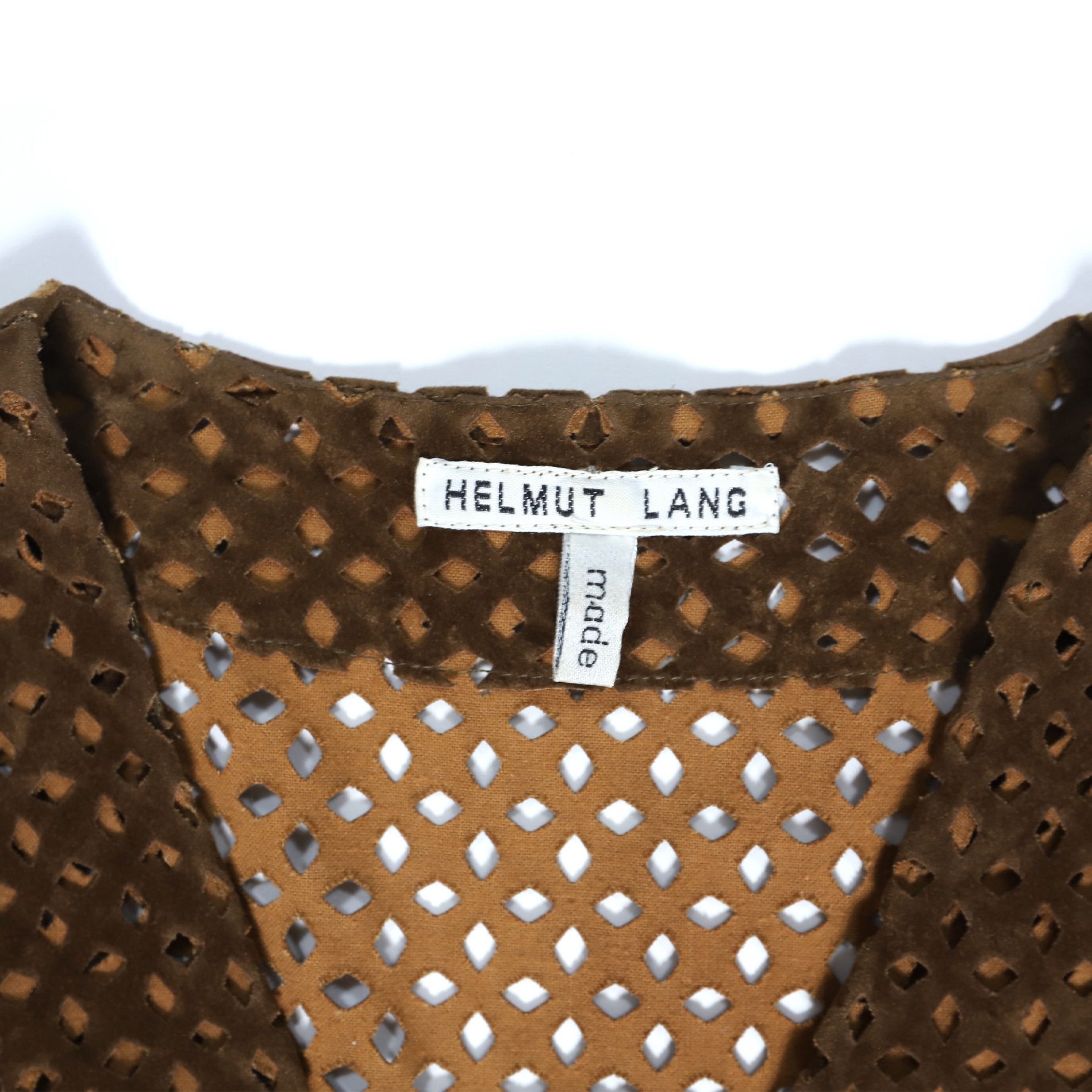 Helmut Lang AW91 Brown Leather Lasercut Dress Size M / US 6-8 / IT 42-44 - 5 Thumbnail