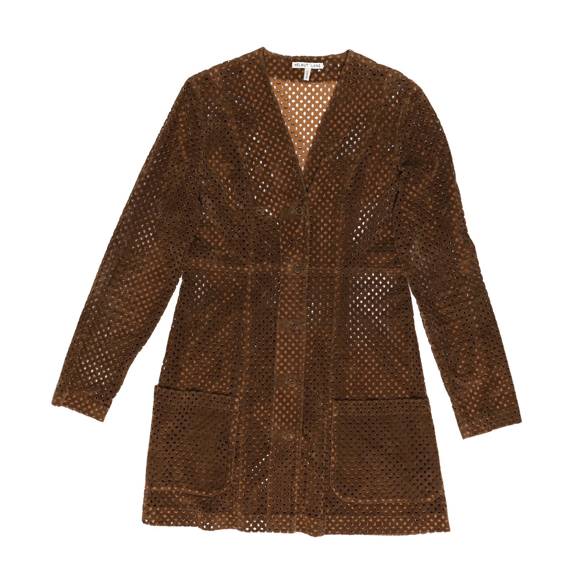 Helmut Lang AW91 Brown Leather Lasercut Dress Size M / US 6-8 / IT 42-44 - 1 Thumbnail