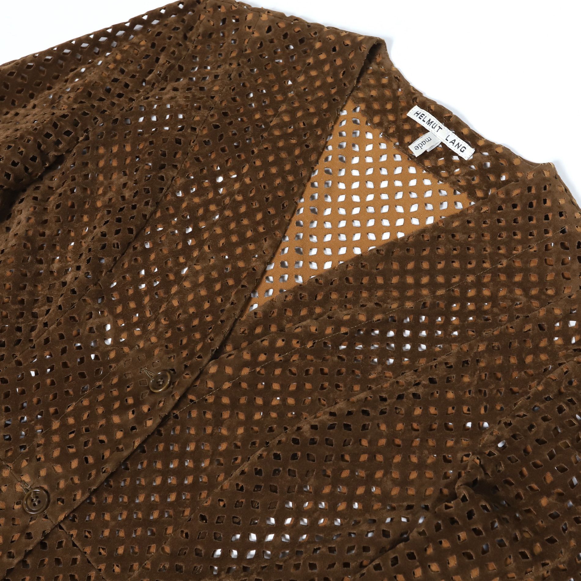 Helmut Lang AW91 Brown Leather Lasercut Dress Size M / US 6-8 / IT 42-44 - 3 Thumbnail