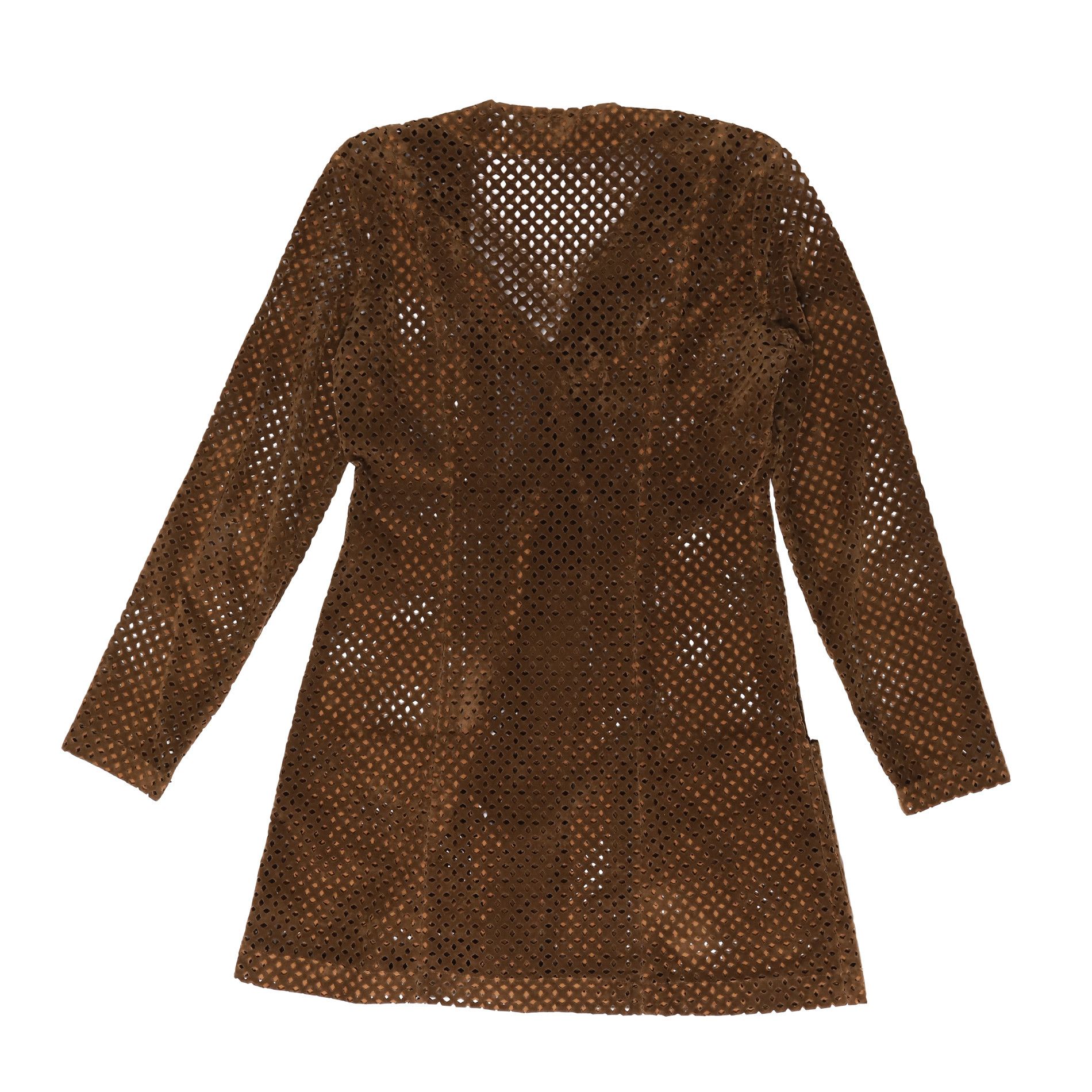 Helmut Lang AW91 Brown Leather Lasercut Dress Size M / US 6-8 / IT 42-44 - 2 Thumbnail