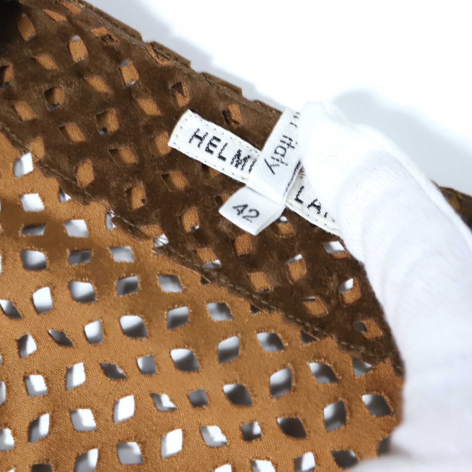 Helmut Lang AW91 Brown Leather Lasercut Dress Size M / US 6-8 / IT 42-44 - 6 Thumbnail