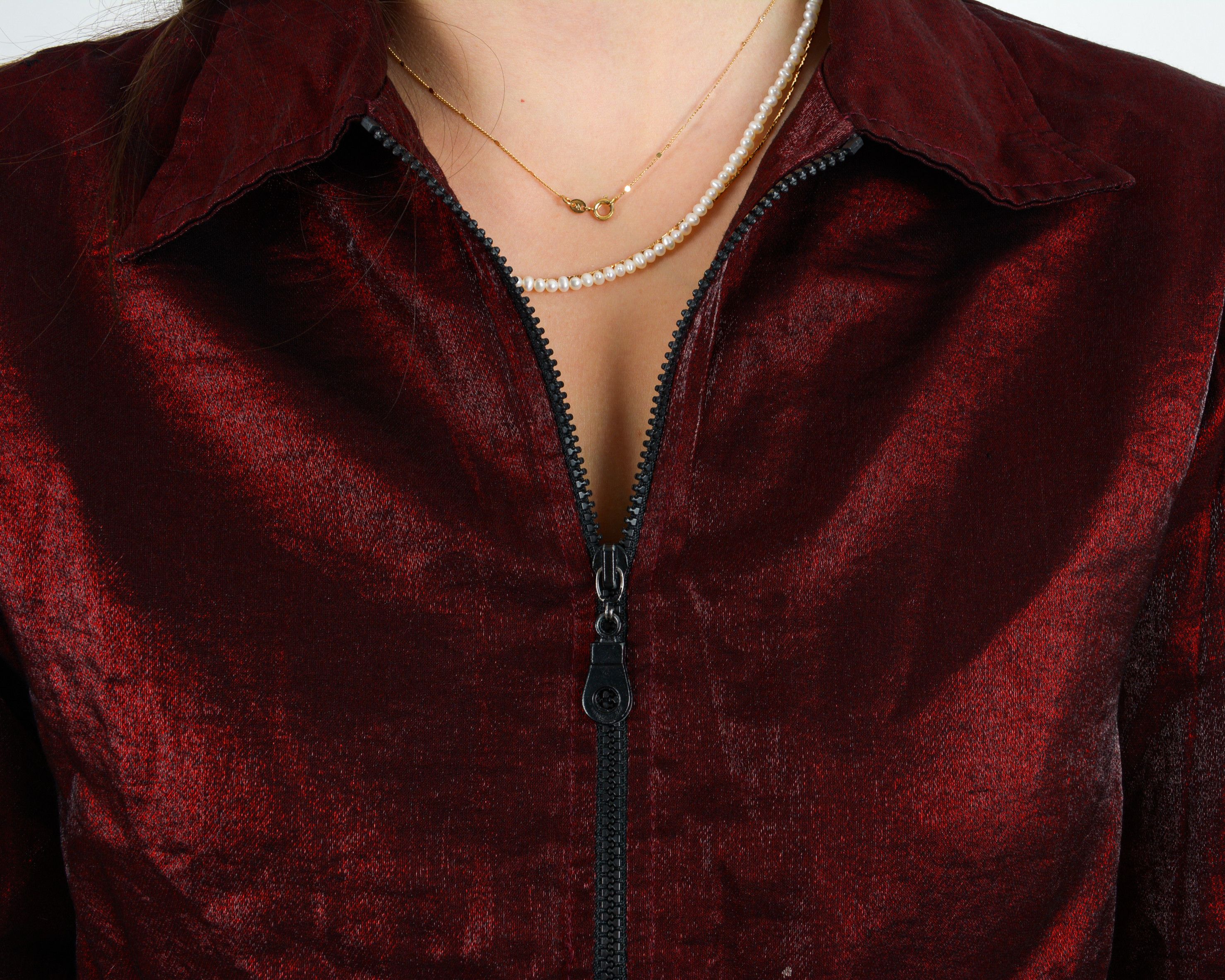Vintage 90's Shimmery Shirt Long Sleeved Blouse Burgundy Jacket Top Size M / US 6-8 / IT 42-44 - 3 Thumbnail