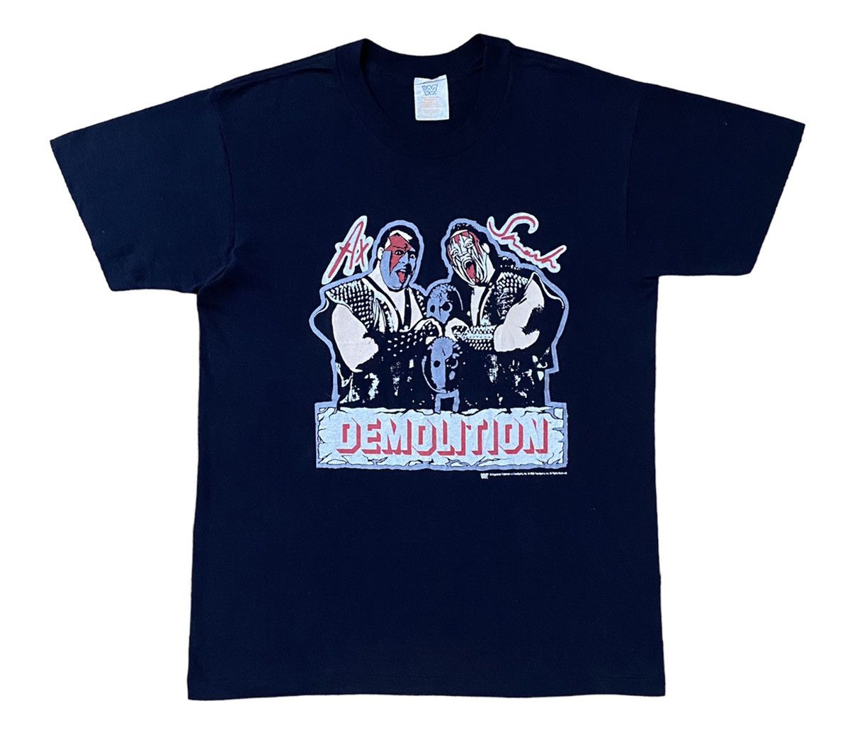 image of Vintage 1989 Wwf Demolition Wrestling T-Shirt in Black, Men's (Size Large)