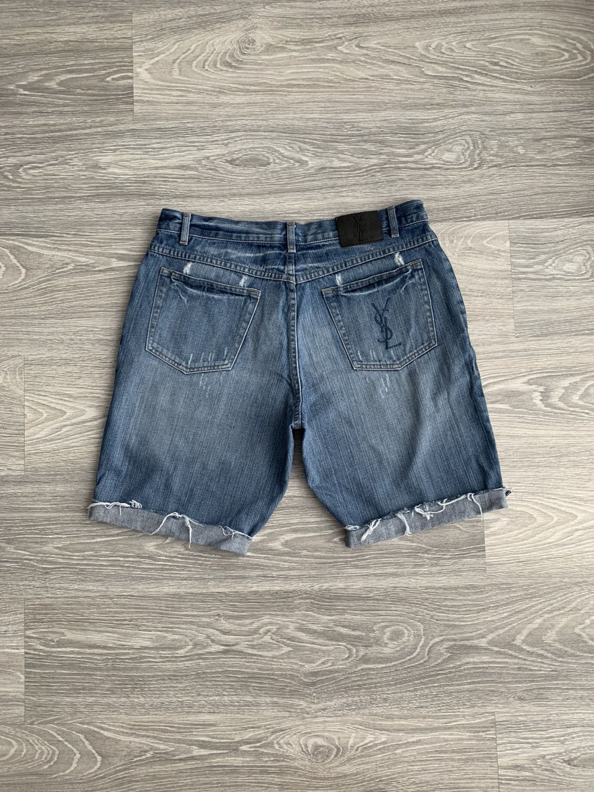 Yves Saint Laurent YSL Shorts Logo Navy Swim Denim Jeans