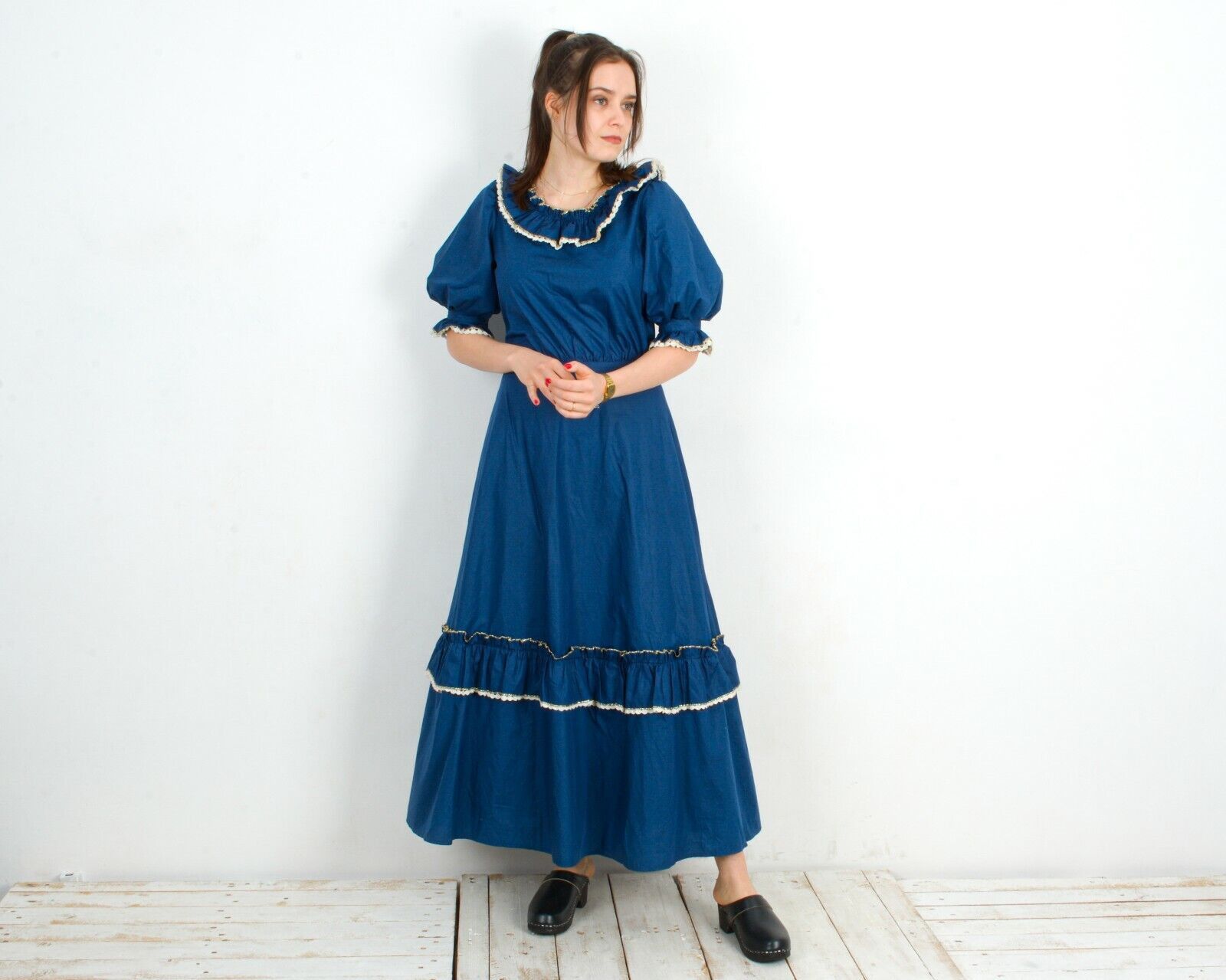 Other × Vintage Spanish Type Ruffle Dress Long Mexican Frida Puffy ...