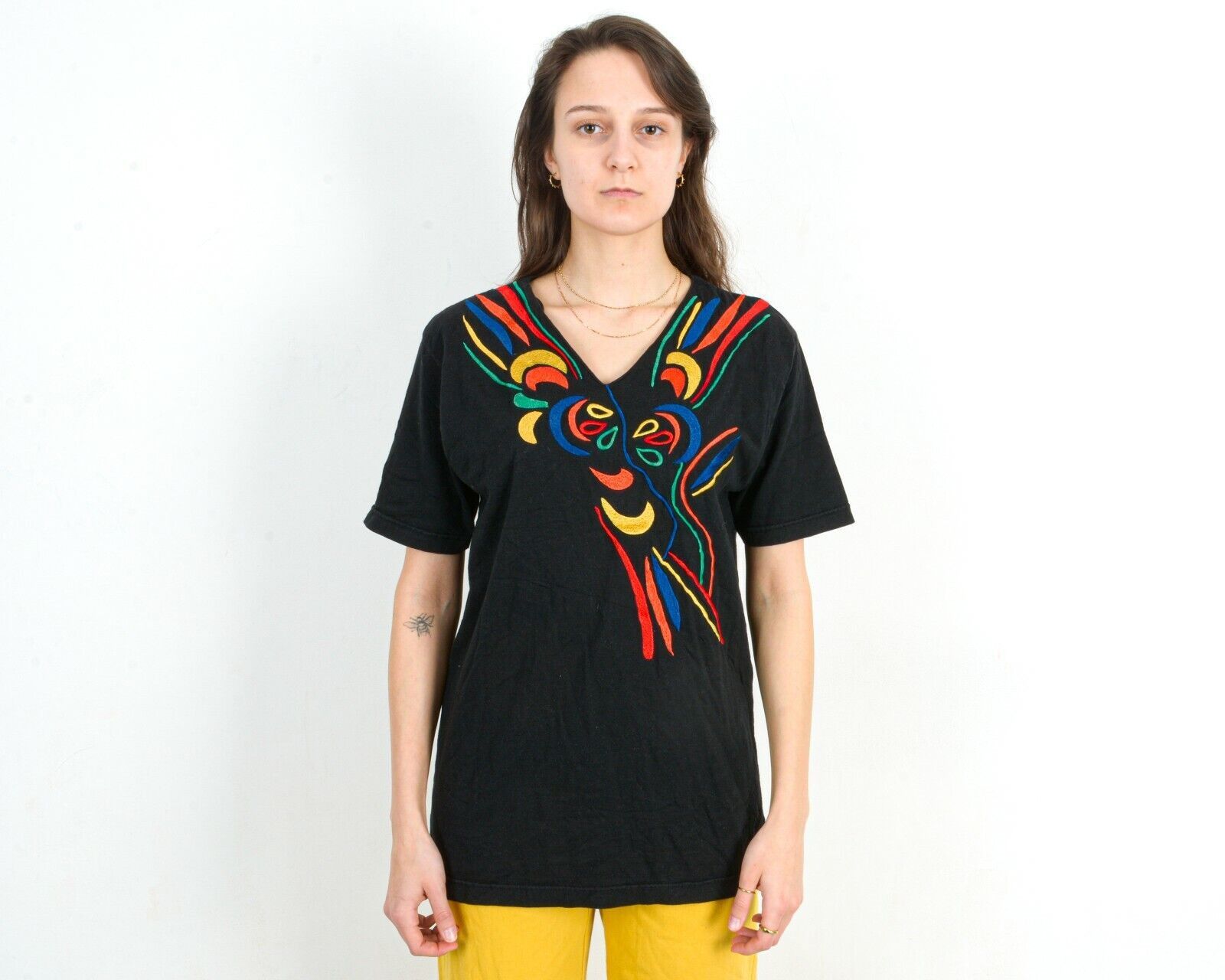 Other × Vintage Top Blouse T Shirt Short Sleeves Embroidered Colourful Lion Size S / US 4 / IT 40 - 1 Thumbnail