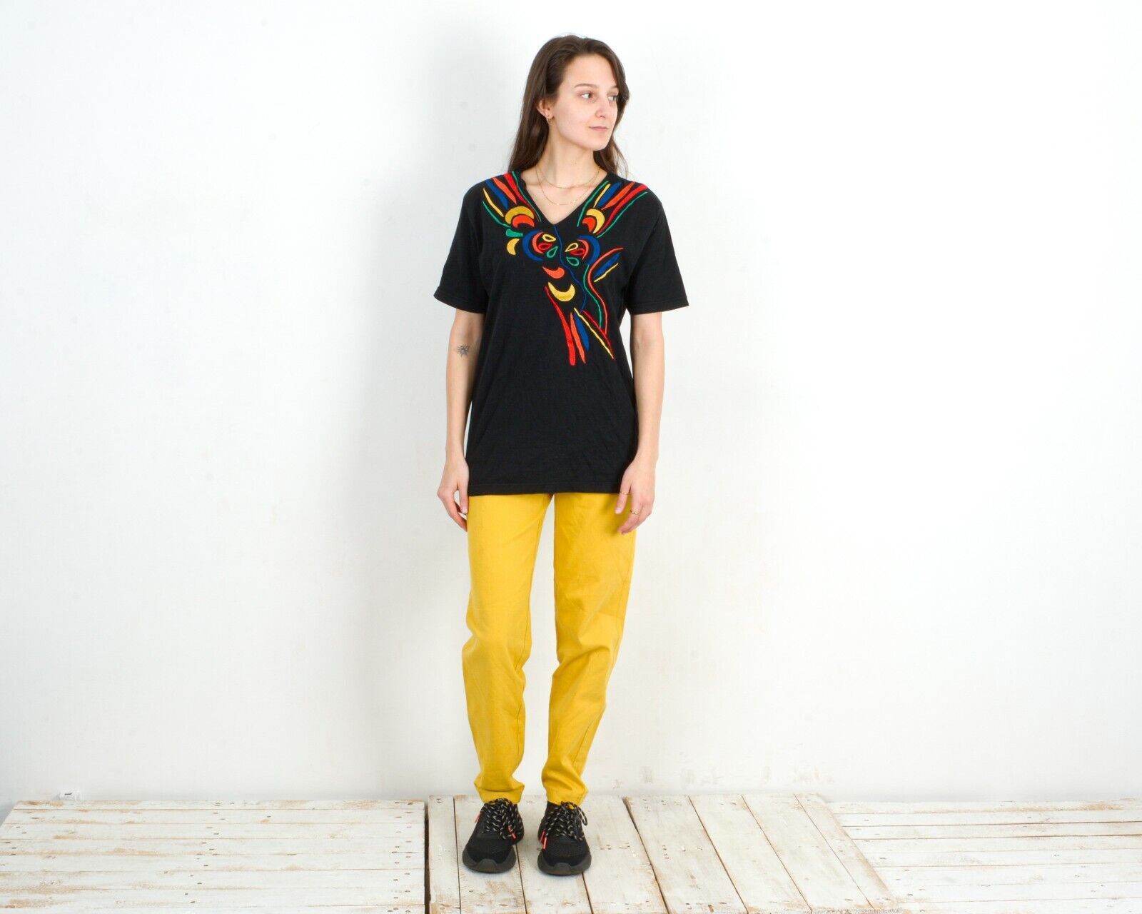Other × Vintage Top Blouse T Shirt Short Sleeves Embroidered Colourful Lion Size S / US 4 / IT 40 - 2 Thumbnail