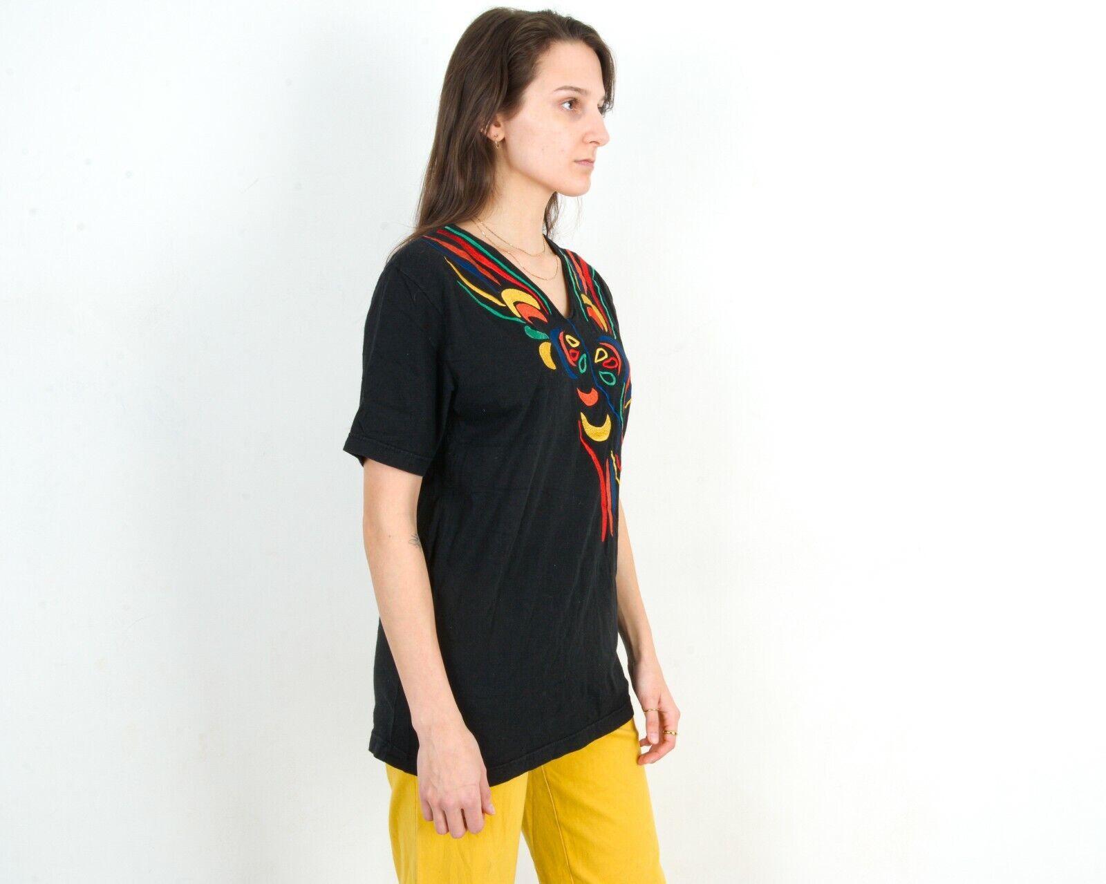 Other × Vintage Top Blouse T Shirt Short Sleeves Embroidered Colourful Lion Size S / US 4 / IT 40 - 3 Thumbnail
