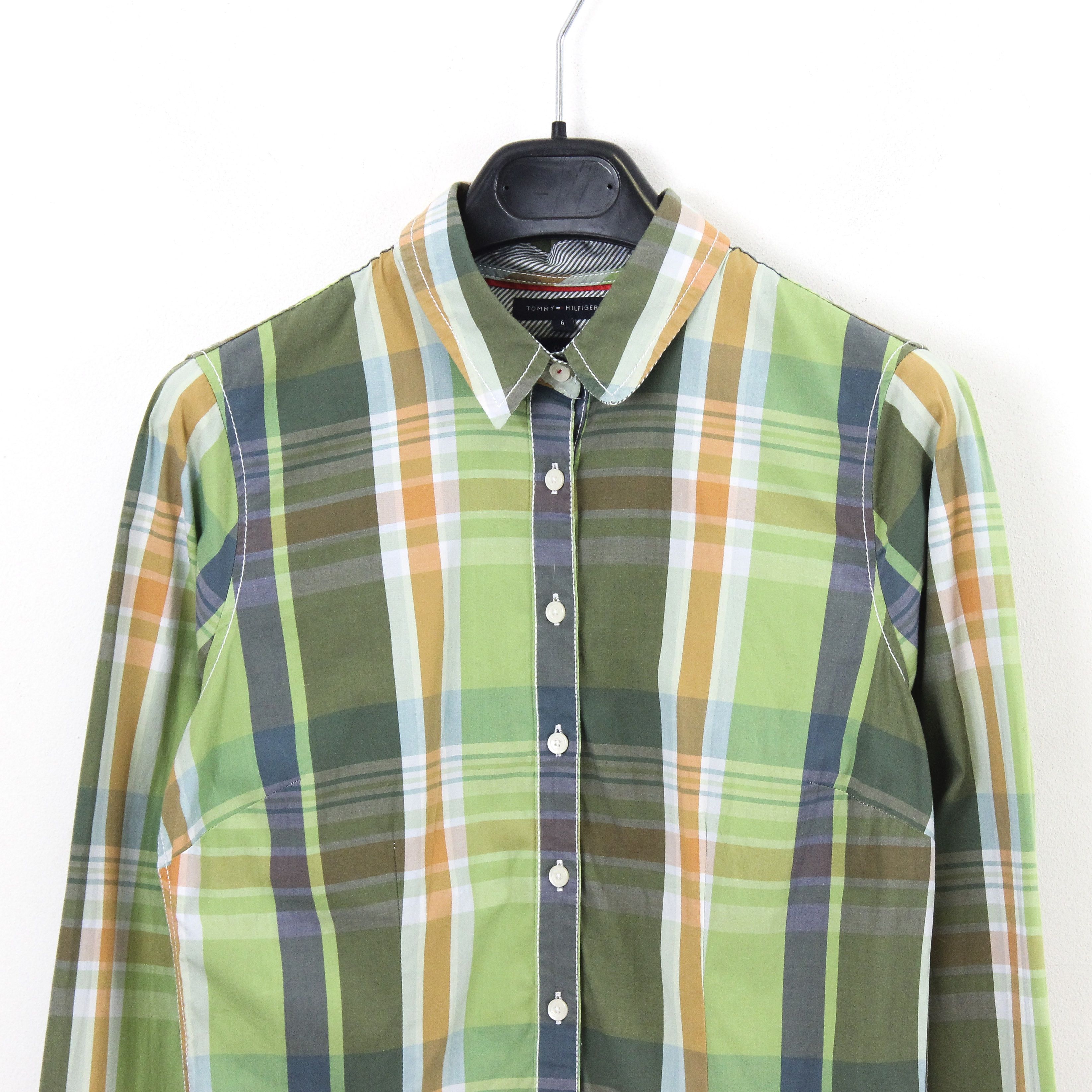 Tommy Hilfiger Stretch Size 6 Button Up Shirt Check Plaid Tartan Dress Size S / US 4 / IT 40 - 2 Thumbnail