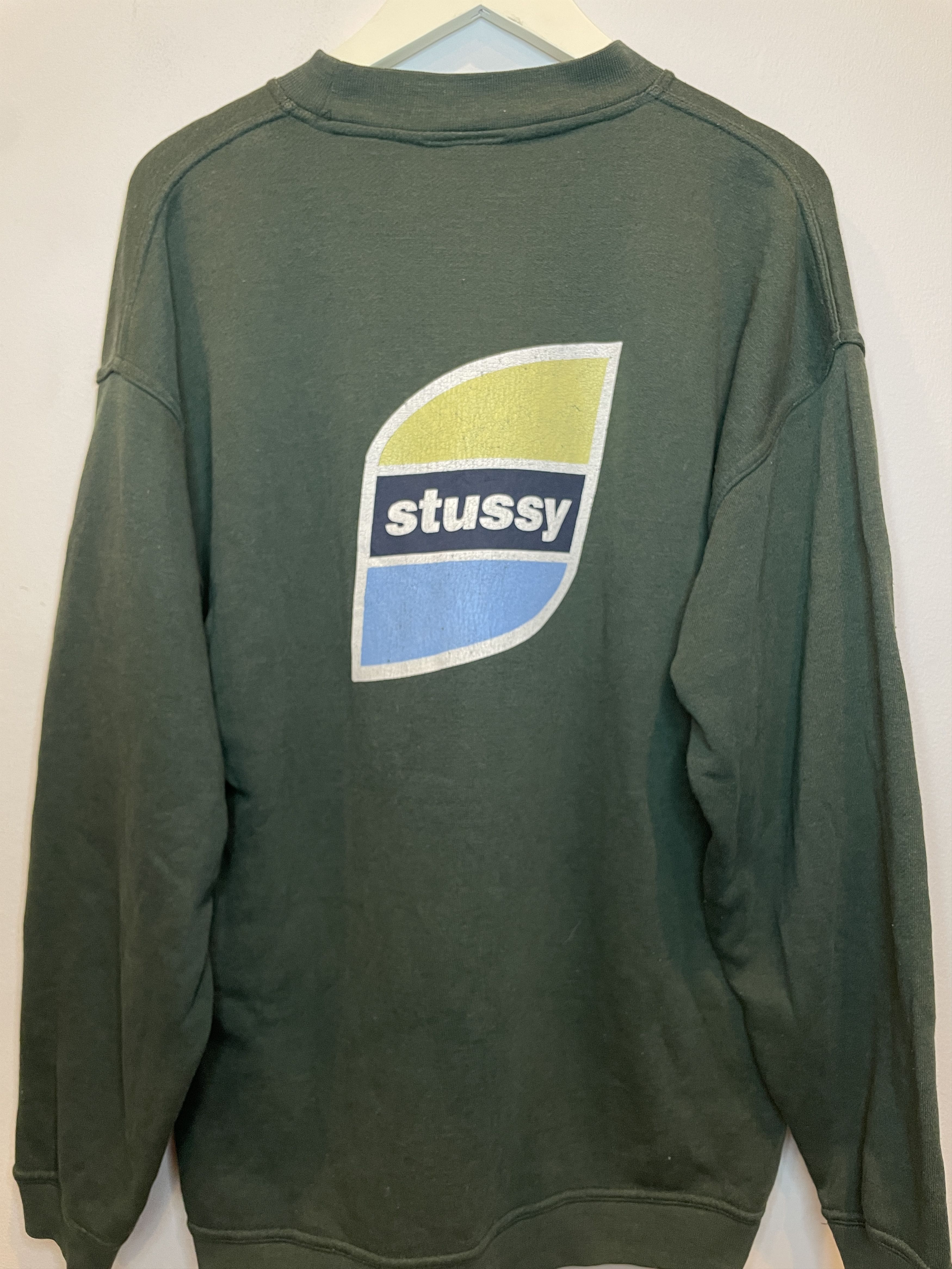 Stussy × Vintage Vintage Stussy "Pepsi" Forest green sweater Size US M / EU 48-50 / 2 - 1 Thumbnail