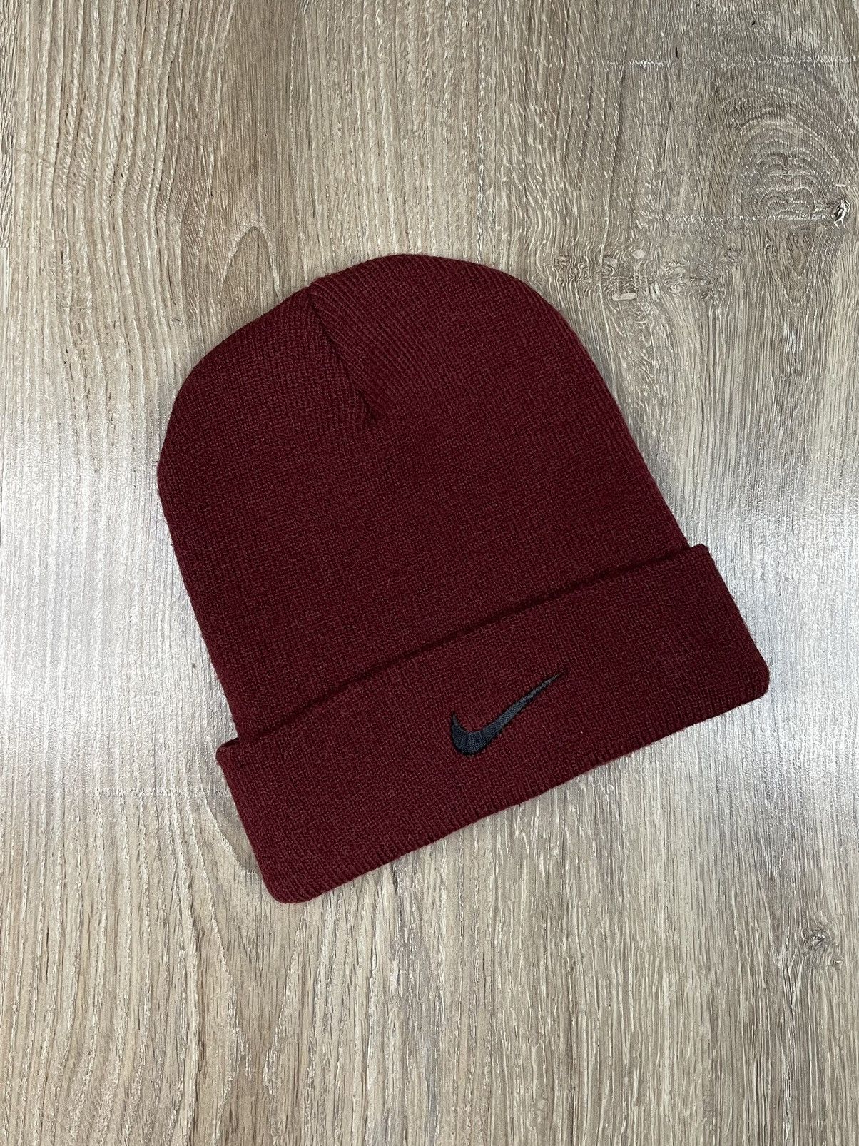 Nike × Vintage 🔥Vintage Nike 90s Small Swoosh Black Beanie Winter Hat Cap Size ONE SIZE - 1 Thumbnail