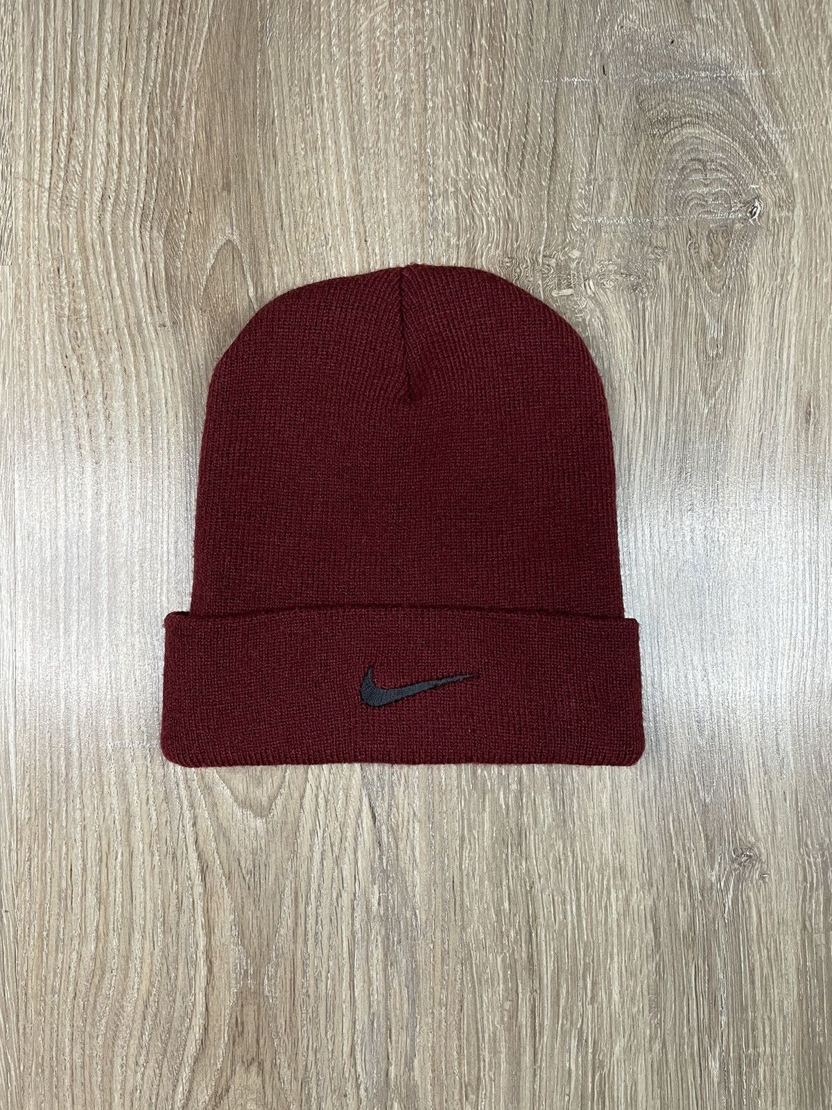 Nike × Vintage 🔥Vintage Nike 90s Small Swoosh Black Beanie Winter Hat Cap Size ONE SIZE - 2 Thumbnail