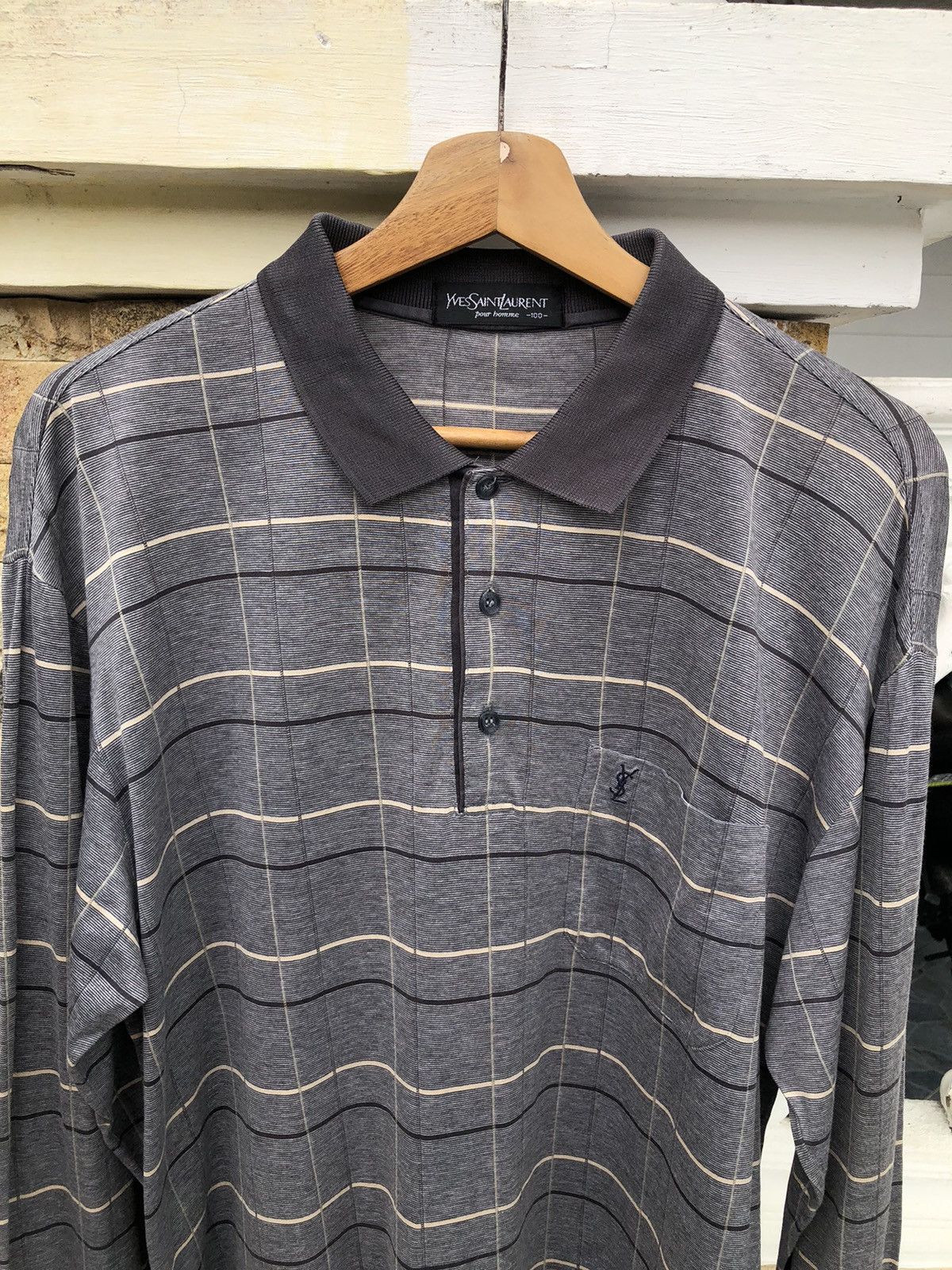 Vintage Last Drop🔥Rare🔥Vintage Ysl Pour Homme Long Sleve Polo Shirt Size US XL / EU 56 / 4 - 2 Thumbnail