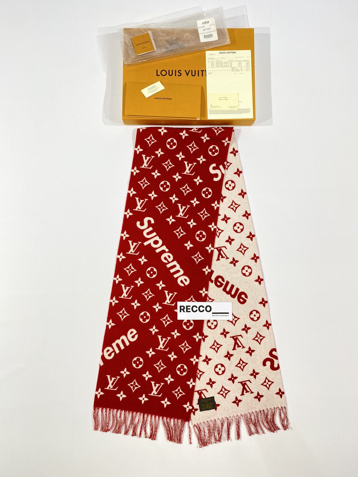 Supreme Louis Vuitton X Supreme Scarf Red Monogram