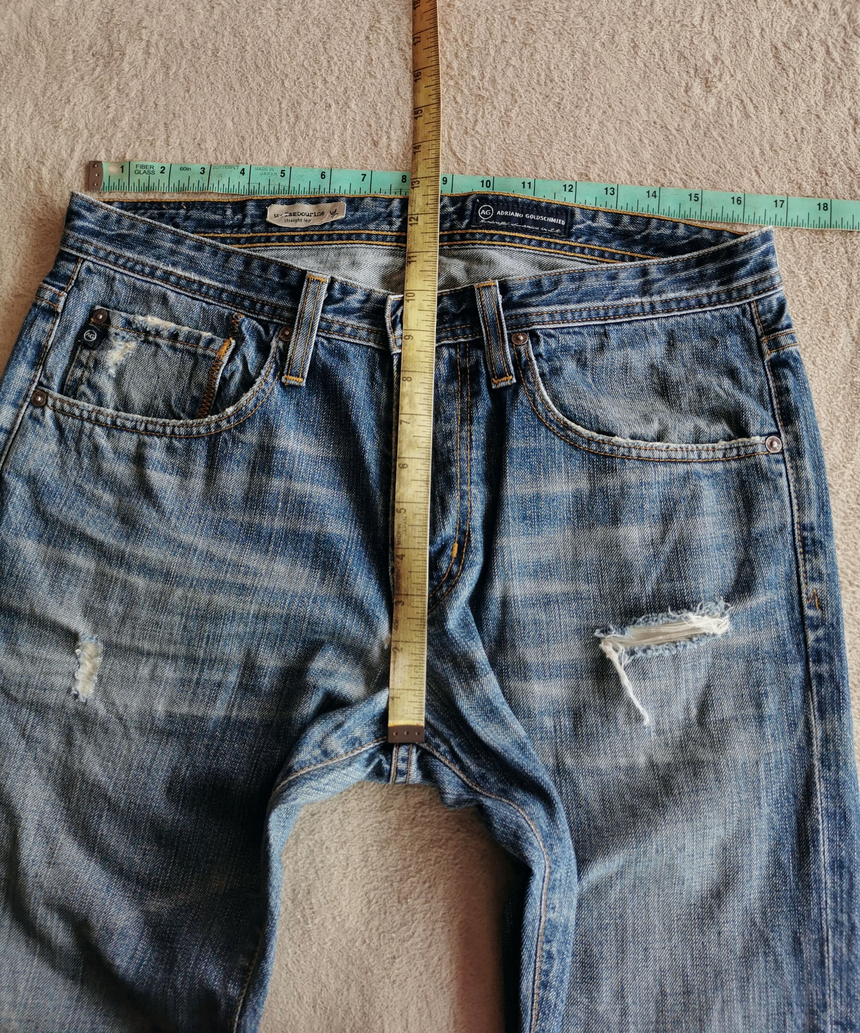 AG Adriano Goldschmied × Undercover Adriano Goldschmied the Tambourine Distressed Jeans Size US 33 - 9 Thumbnail