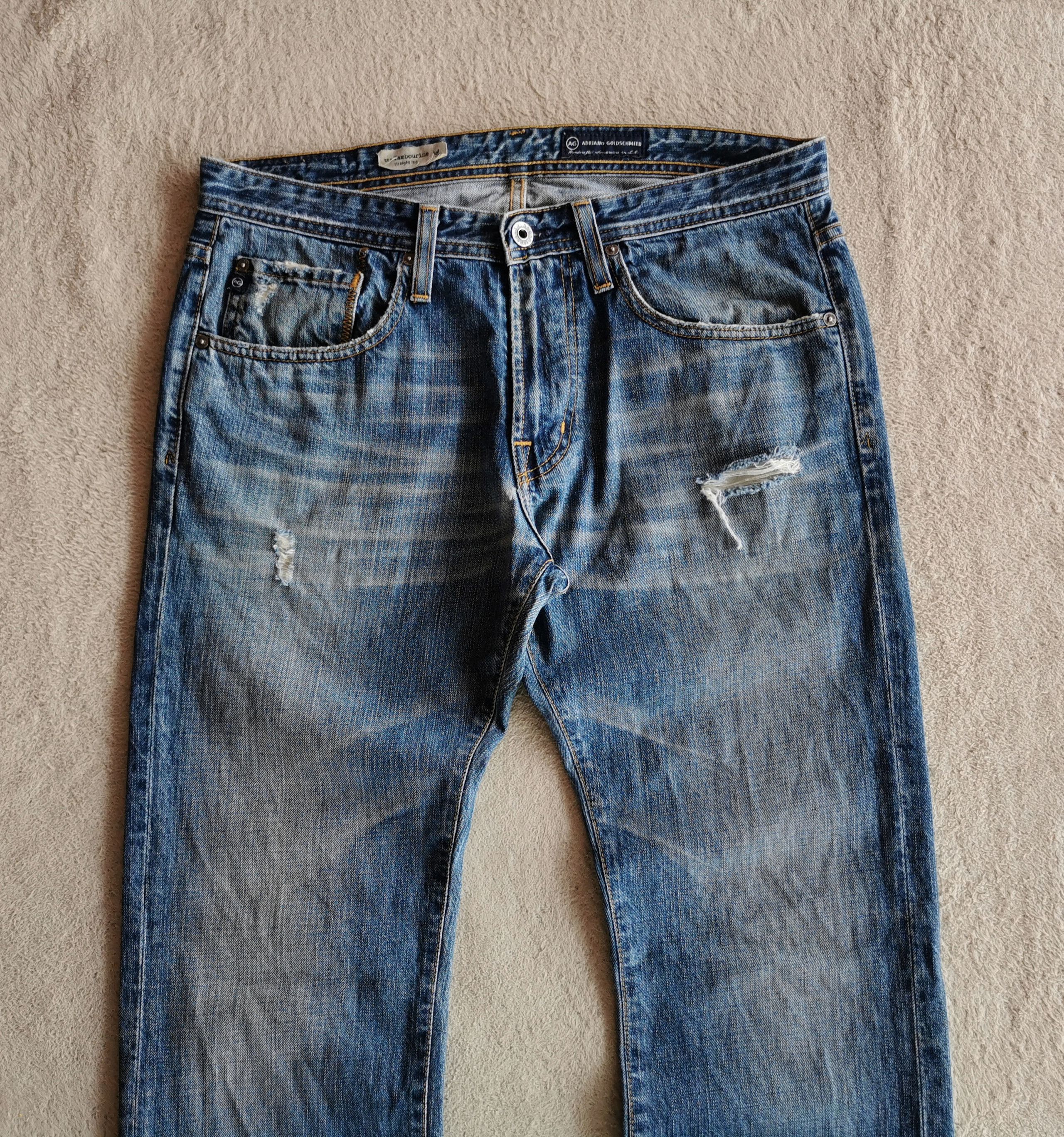 AG Adriano Goldschmied × Undercover Adriano Goldschmied the Tambourine Distressed Jeans Size US 33 - 1 Thumbnail