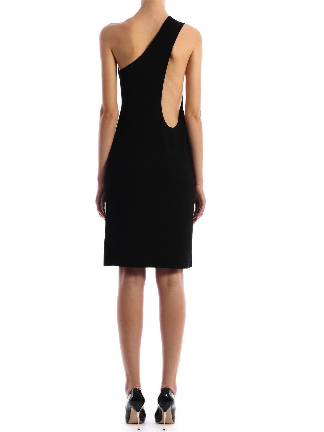 Bottega Veneta Black Runway One-Shoulder Viscose Midi Dress Size L / US 10 / IT 46 - 7 Thumbnail