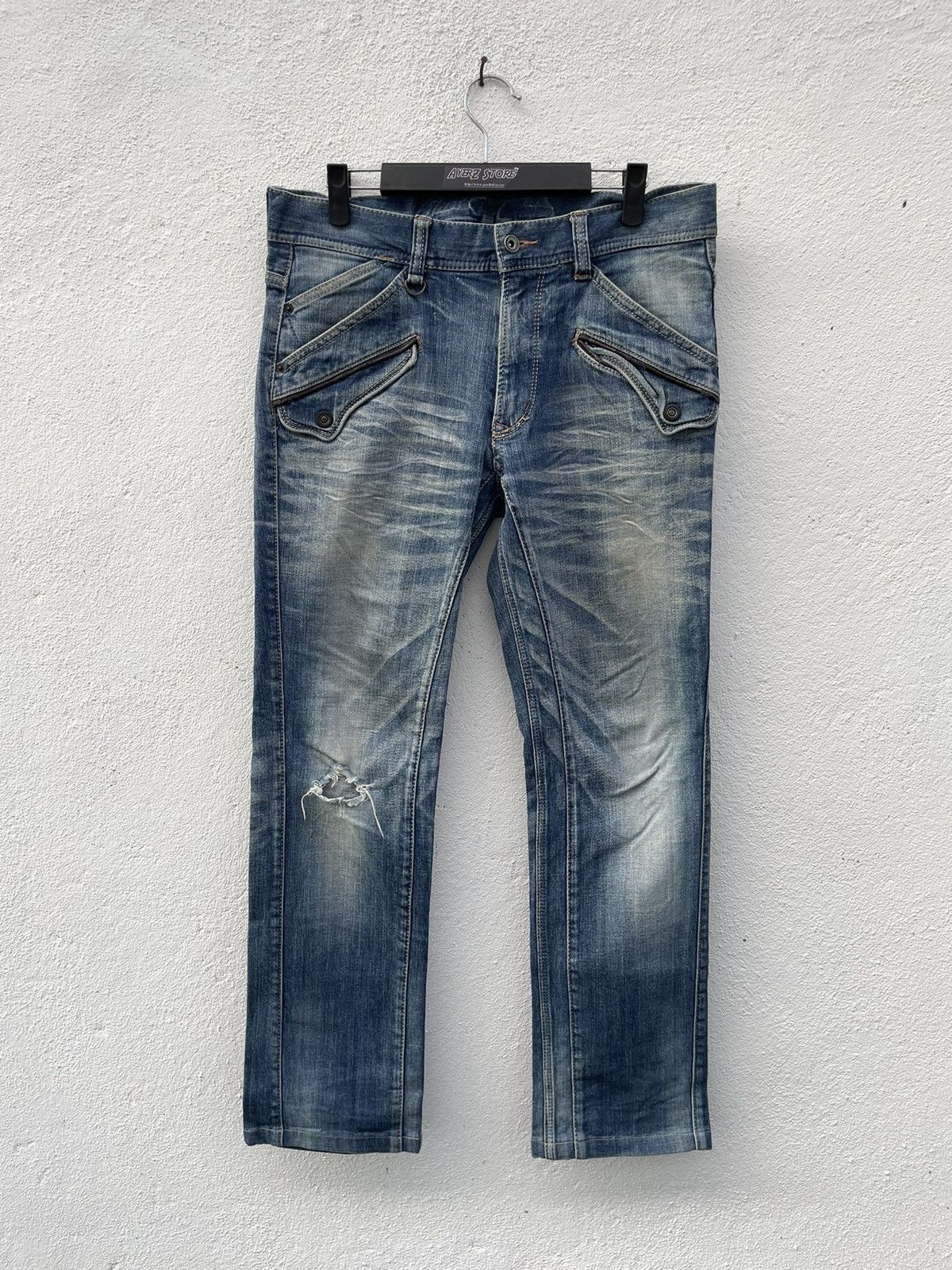 Japanese Brand × Matsuda NICOLE CLUB FOR MEN Rips Distressed Denim Size US 34 / EU 50 - 1 Thumbnail
