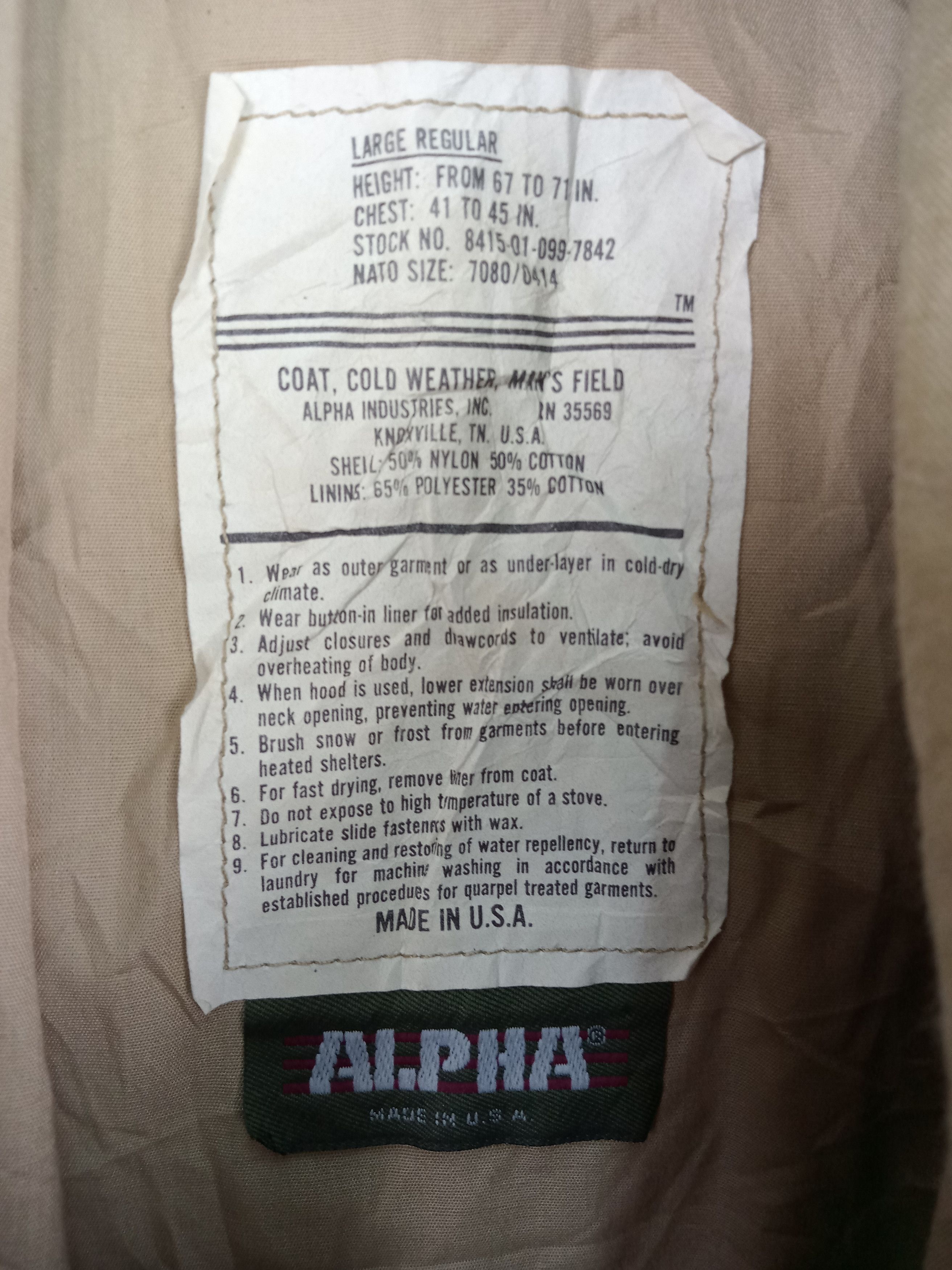 Alpha Industries × Vintage Vintage Alpha Industries Military Style Parka Jacket Size US L / EU 52-54 / 3 - 9 Thumbnail