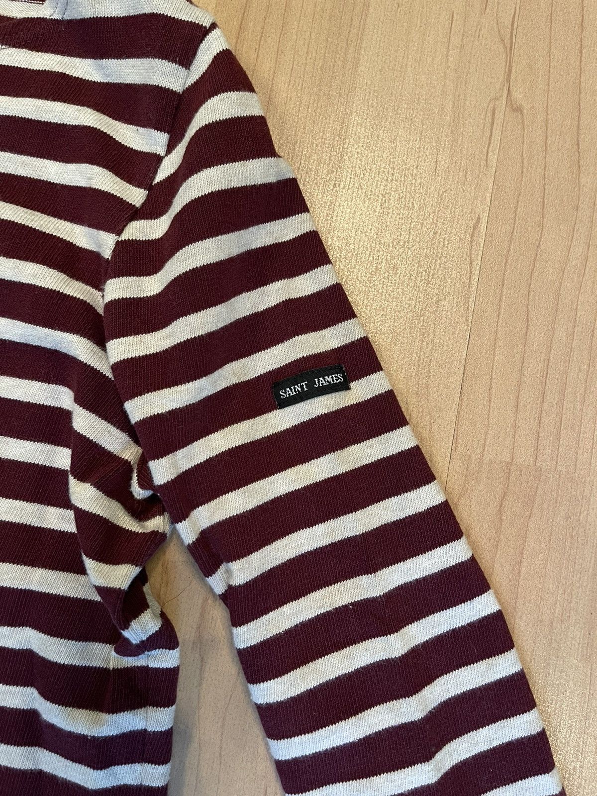 Saint James × Vintage Saint James vtg 90s burgundy ASAP Rocky striped longsleeve Size S / US 4 / IT 40 - 4 Thumbnail