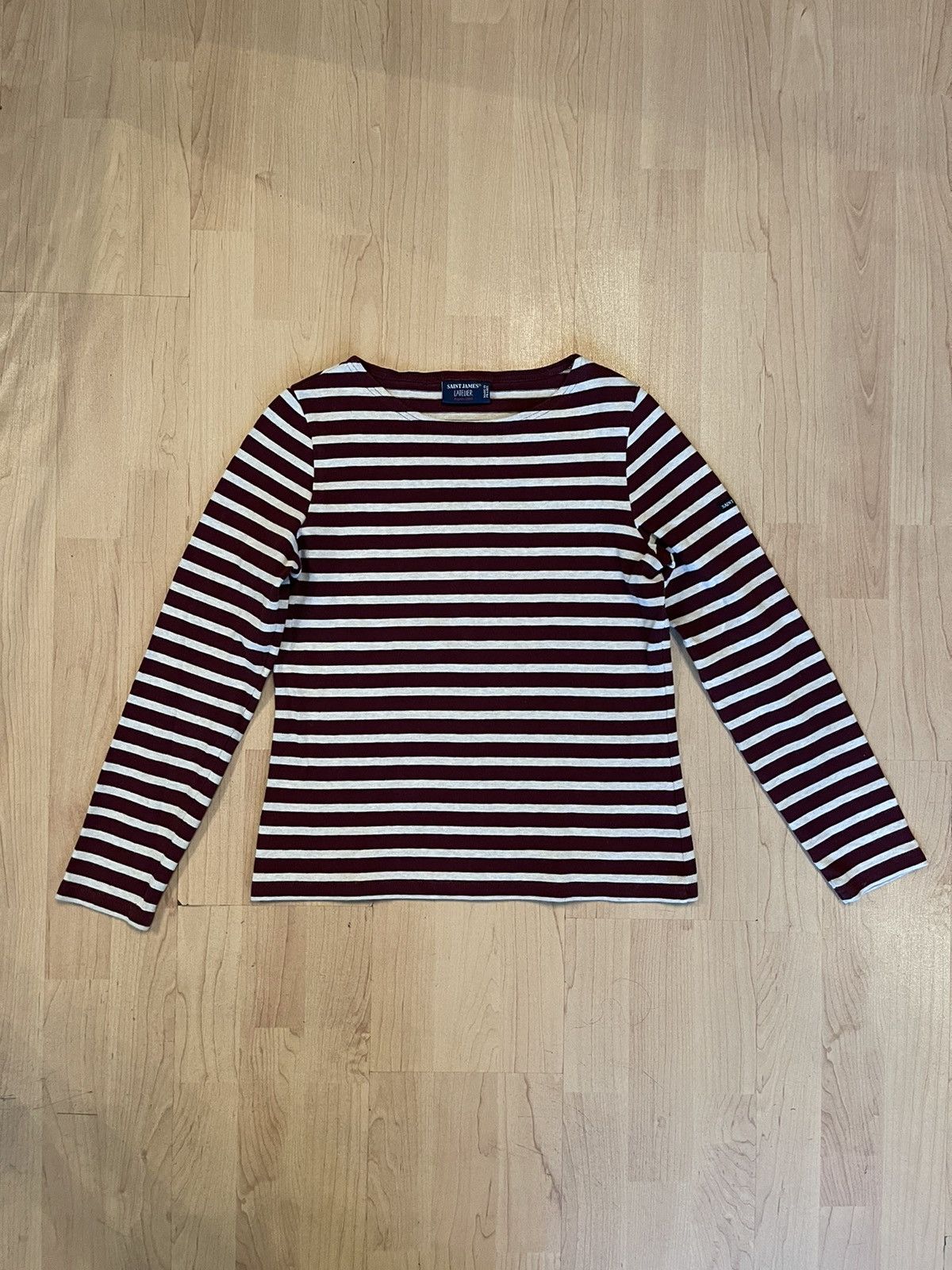Saint James × Vintage Saint James vtg 90s burgundy ASAP Rocky striped longsleeve Size S / US 4 / IT 40 - 1 Thumbnail