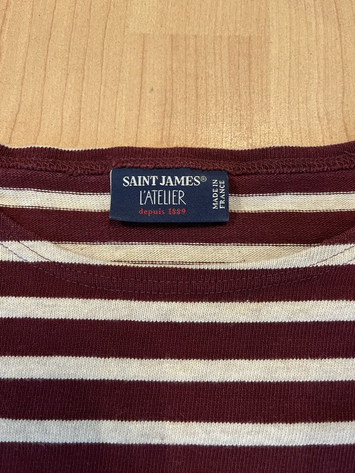 Saint James × Vintage Saint James vtg 90s burgundy ASAP Rocky striped longsleeve Size S / US 4 / IT 40 - 5 Thumbnail