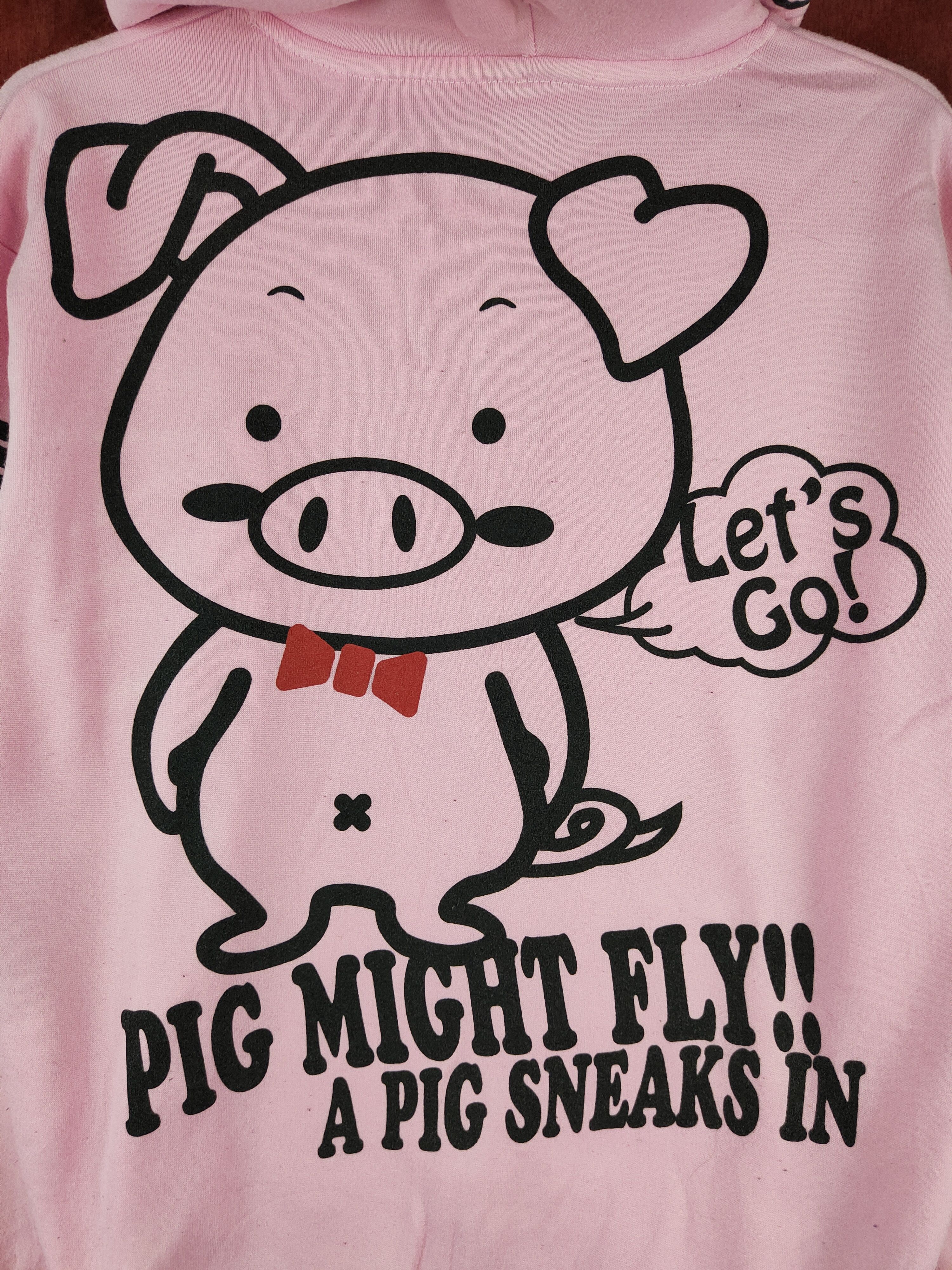 Japanese Brand Bullet Noise-Pig Pink Hoodie Sweater #482B Size US M / EU 48-50 / 2 - 2 Thumbnail
