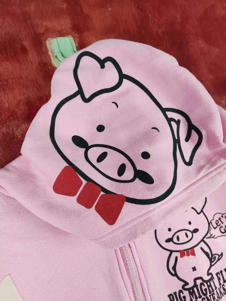 Japanese Brand Bullet Noise-Pig Pink Hoodie Sweater #482B Size US M / EU 48-50 / 2 - 13 Thumbnail