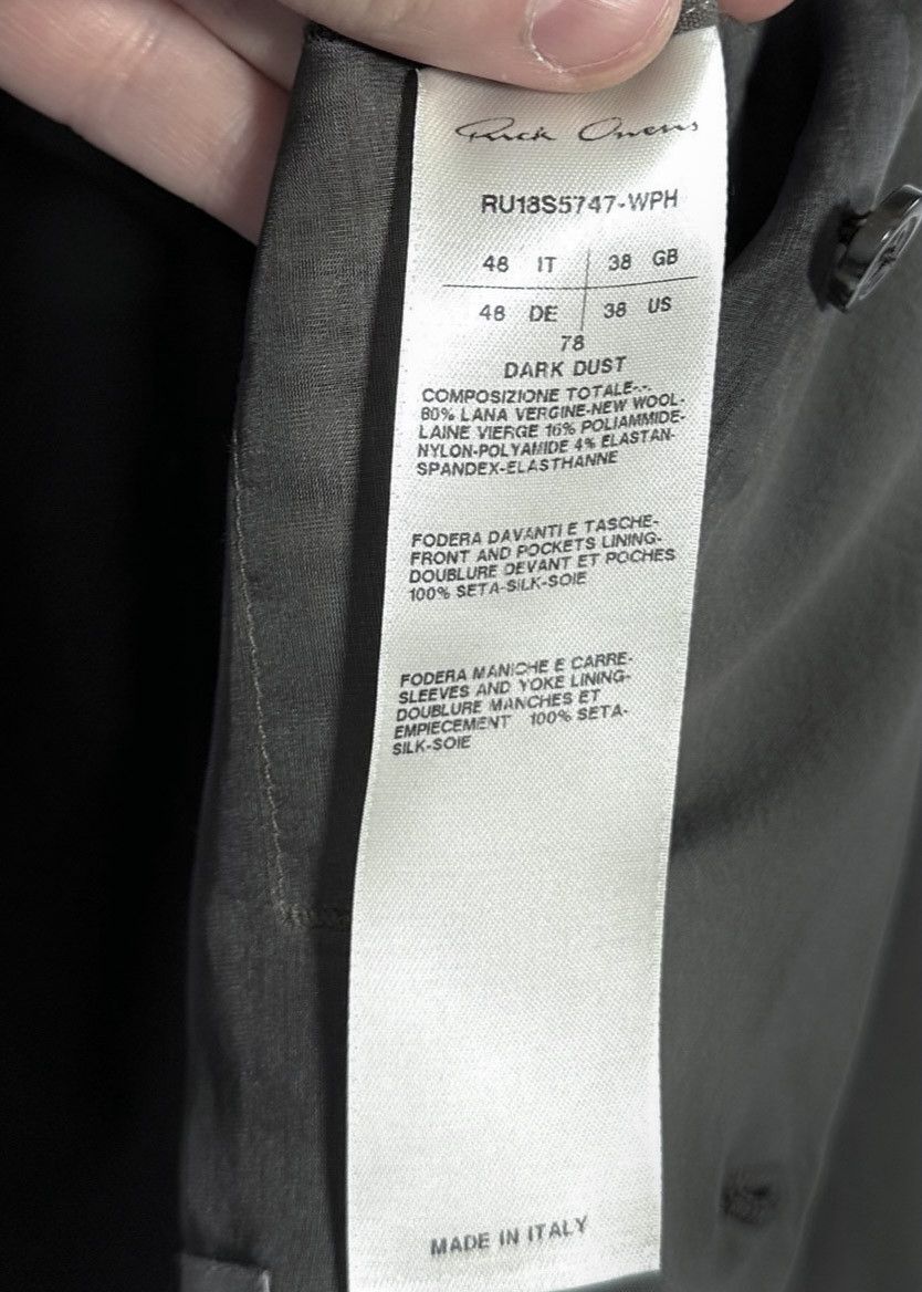 Rick Owens Rick Owens SS18 Dirt Khaki Wool Blend Light Blazer Size 40R - 6 Thumbnail