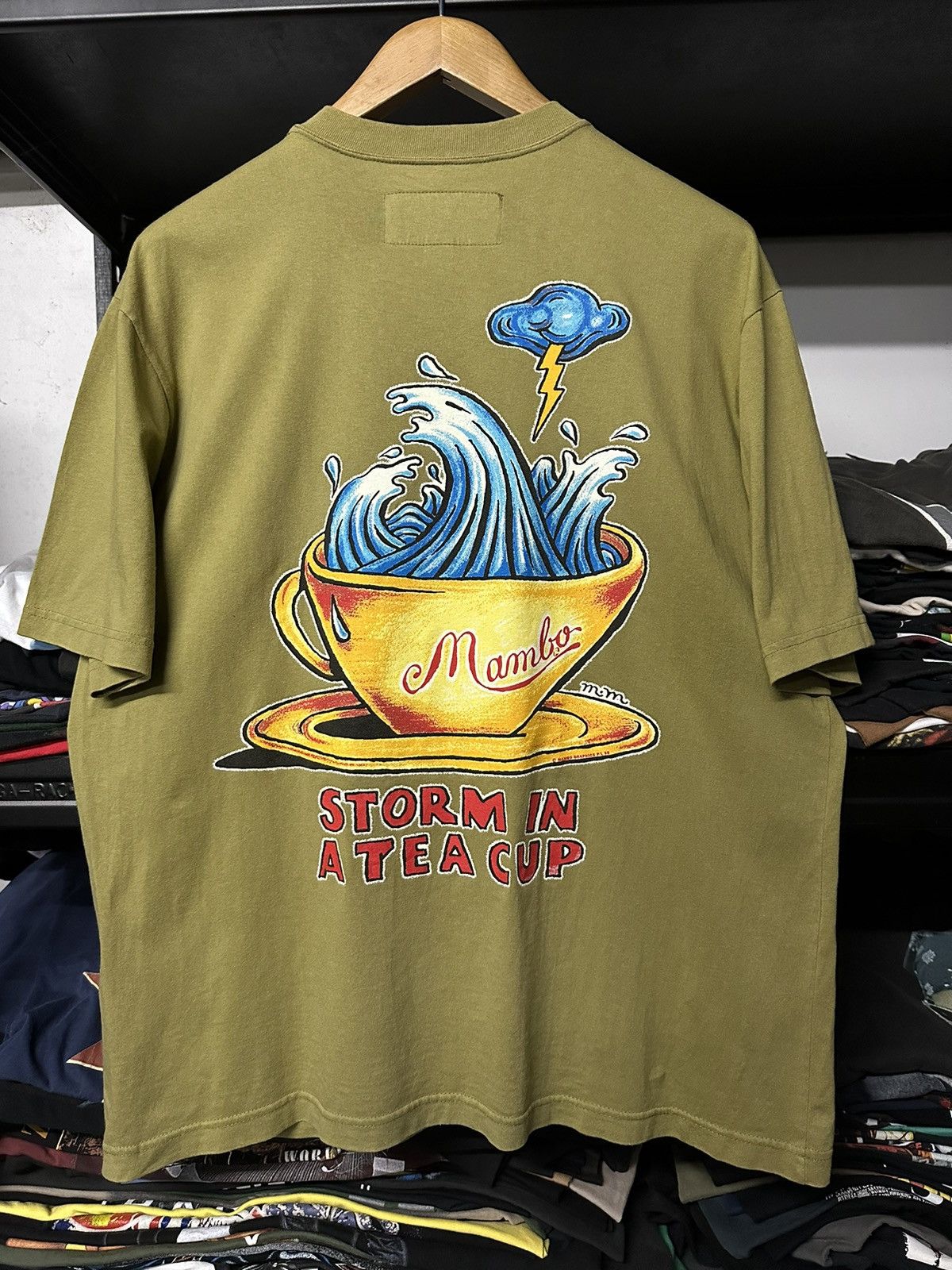 Mambo × Vintage Vintage 90s Mambo Storm In A Tea Cup Tee Size US XL / EU 56 / 4 - 1 Thumbnail