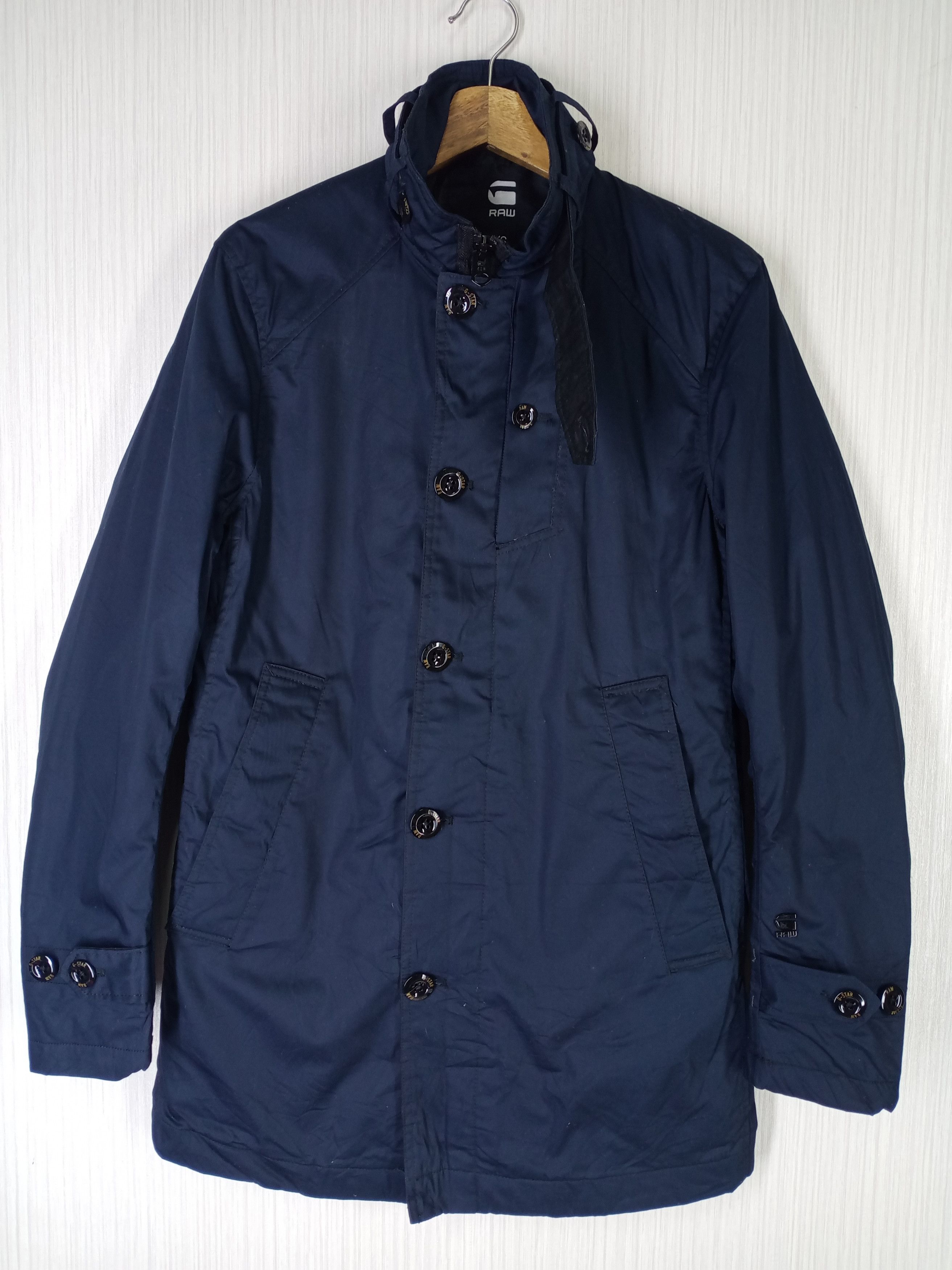image of G Star Raw x Gstar G-Star Raw Garber Trench Jacket in Navy, Men's (Size XS)