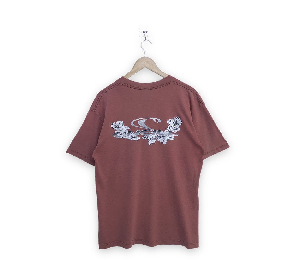 image of Oneill x Surf Style Vintage Oniell Thrash Condition Surfing Tshirt in Pink, Men's (Size Medium)