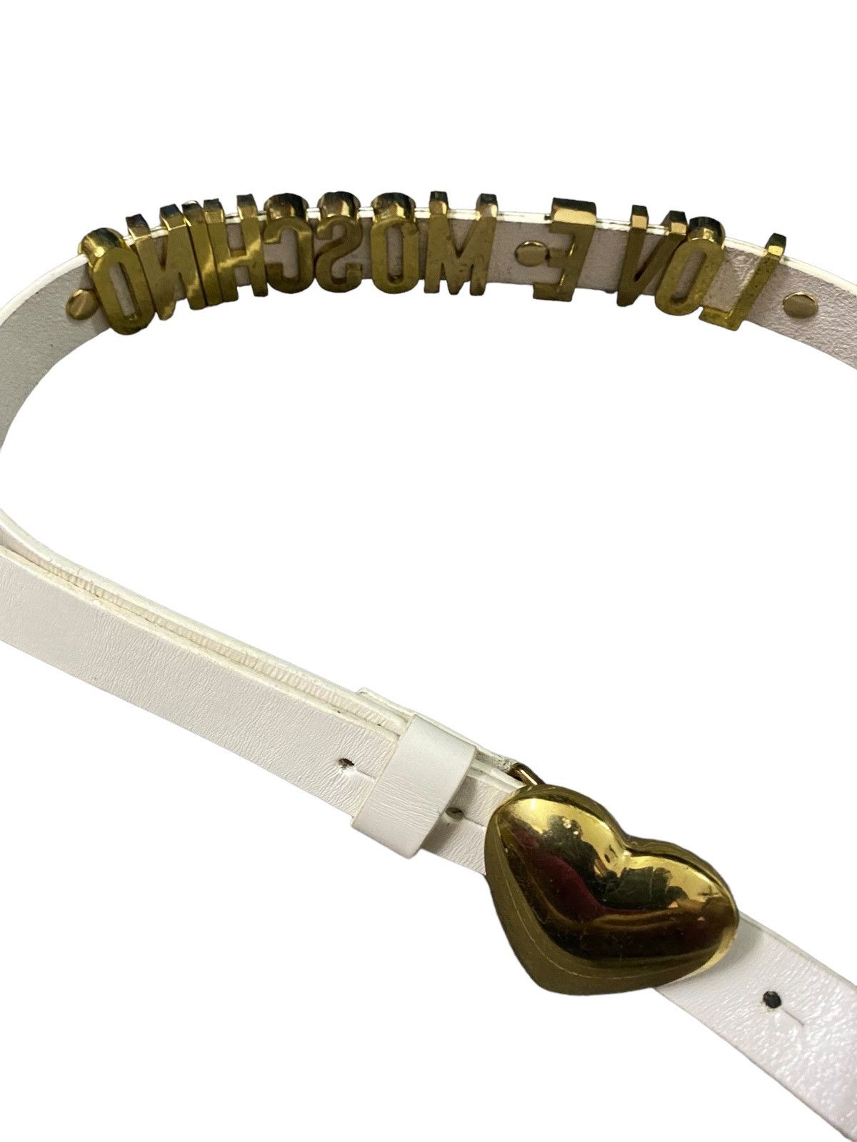 Leather × Moschino 💥Final Drop💥Vtg Moschino Spellout Leather Belt Size ONE SIZE - 7 Thumbnail
