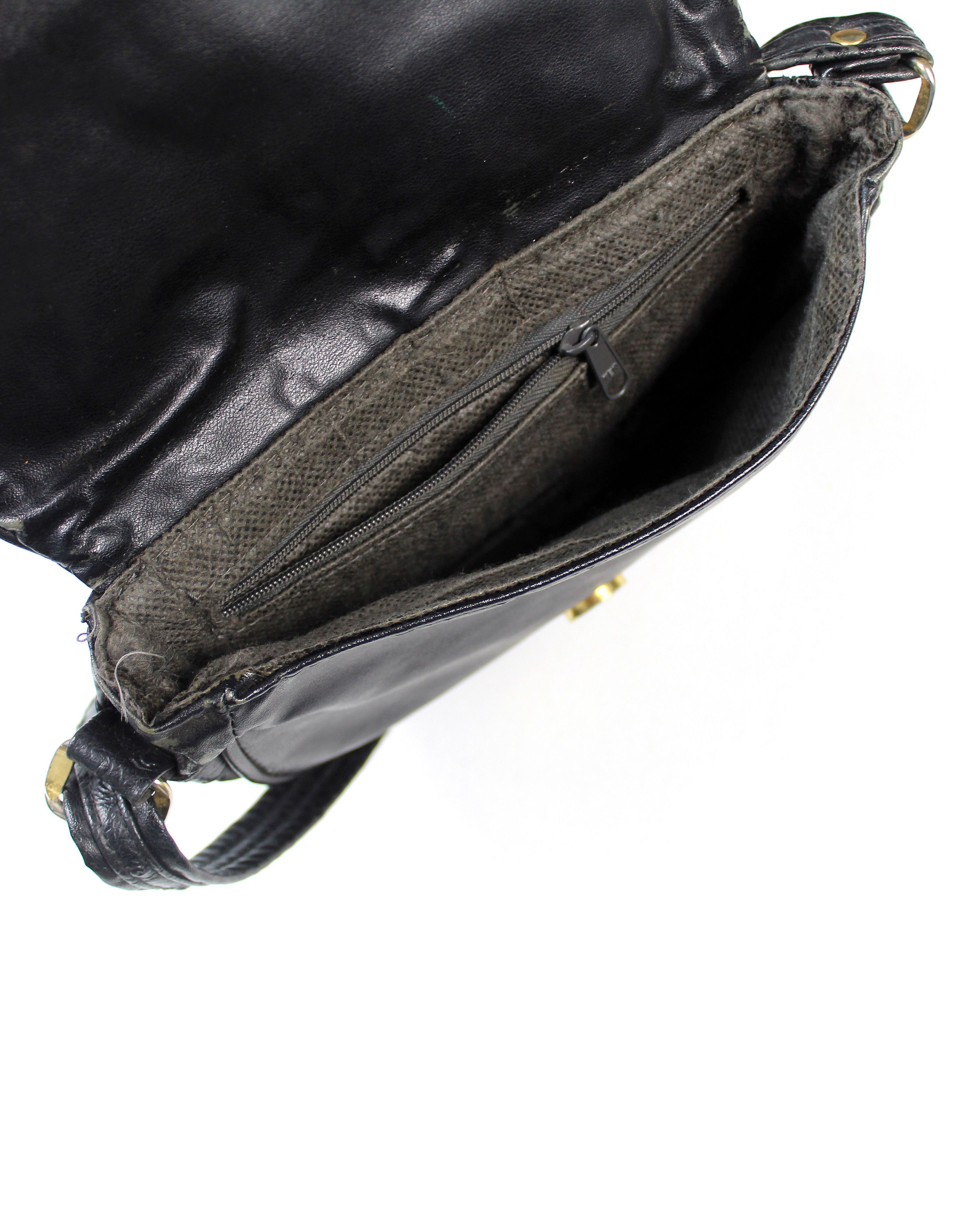 Vintage 80s vintage Fabrizio black leather shoulder bag small Size ONE SIZE - 4 Thumbnail