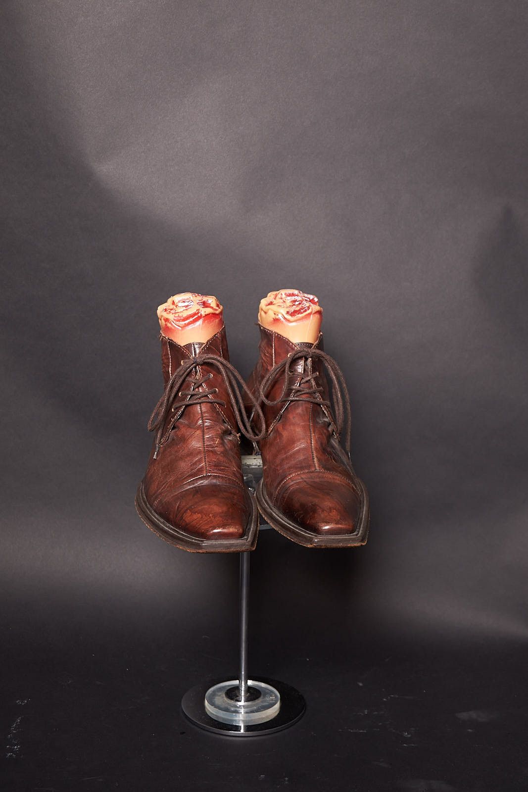 Vintage Ghost Leather Ankle Boots