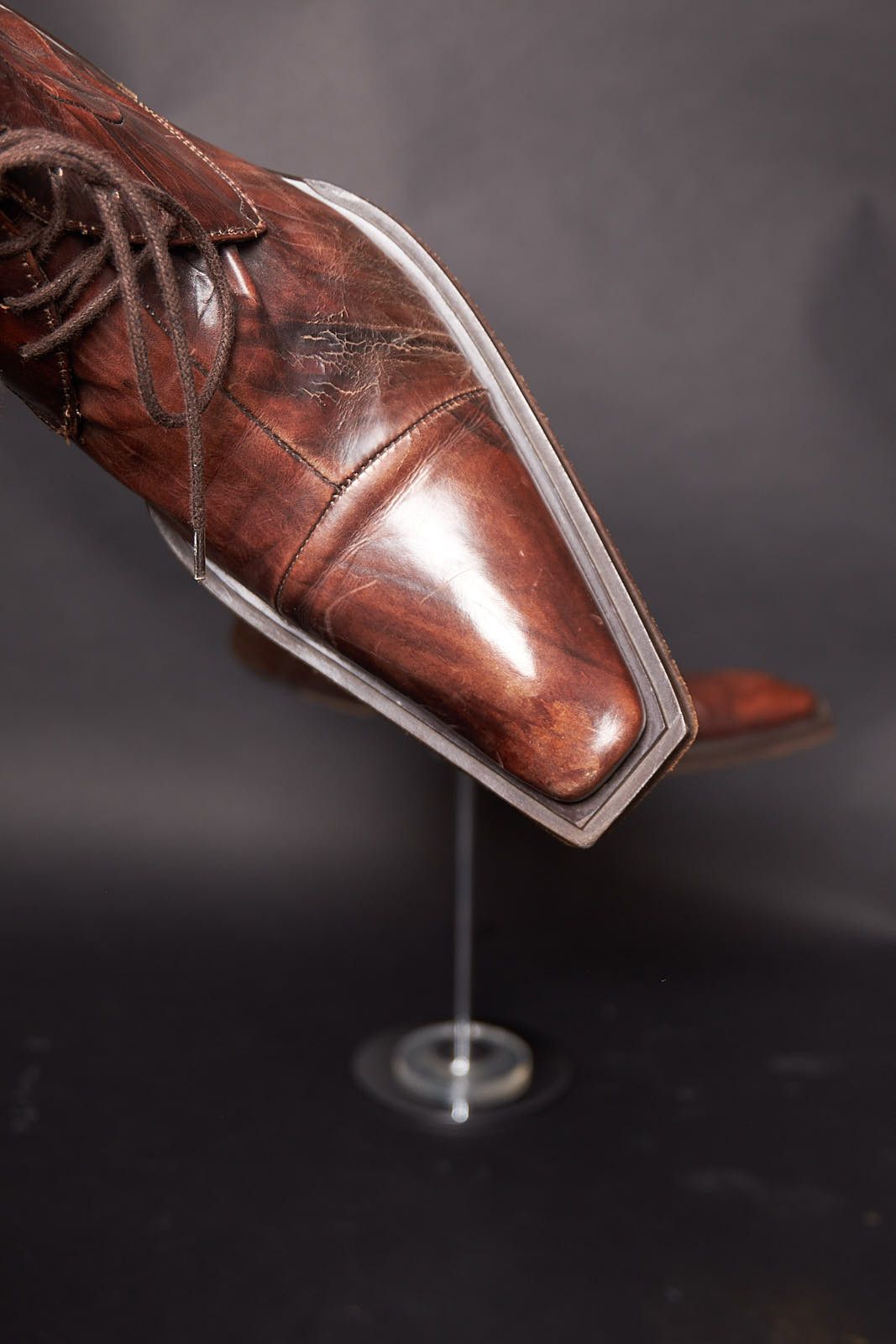 Vintage Ghost Leather Ankle Boots