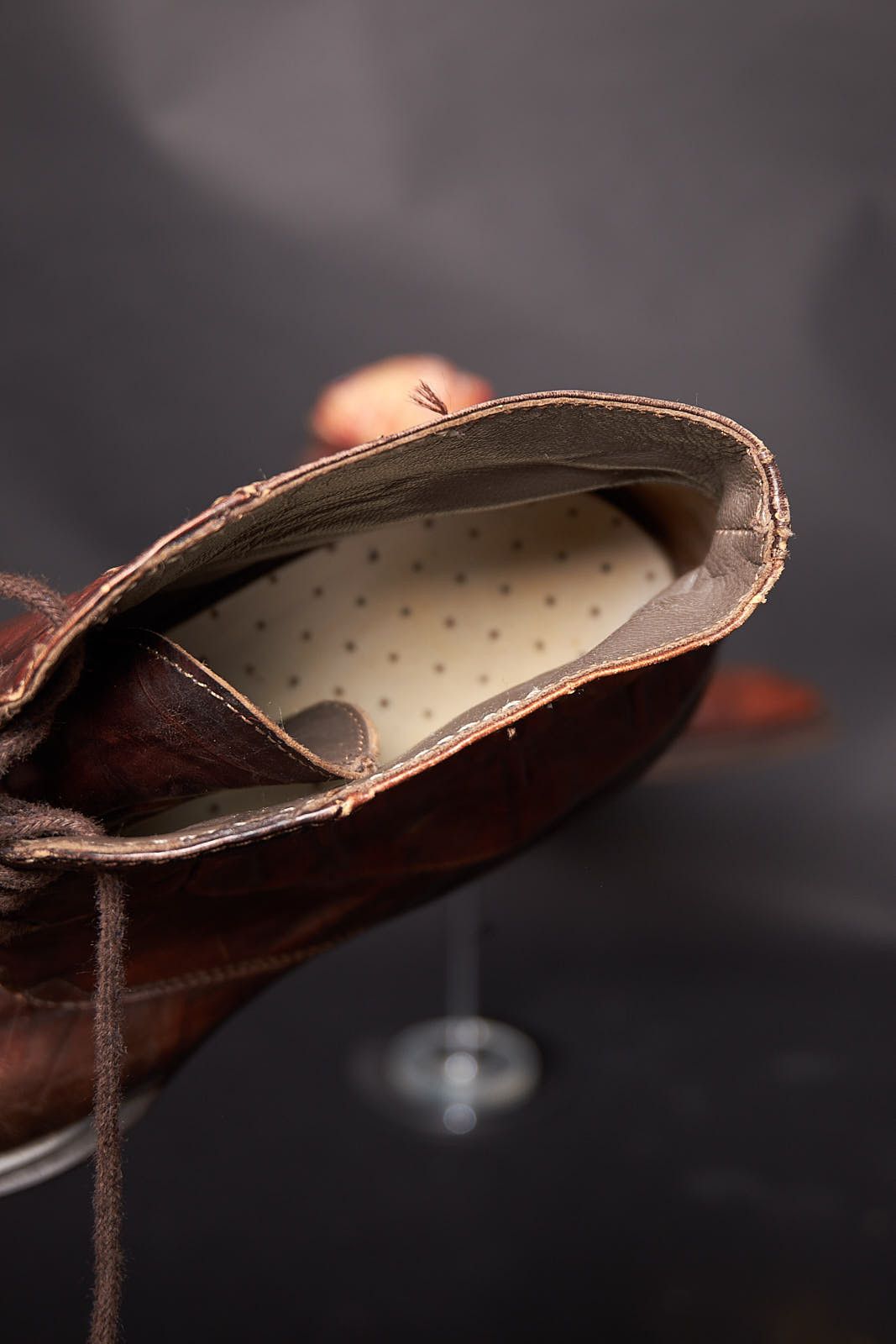Vintage Ghost Leather Ankle Boots