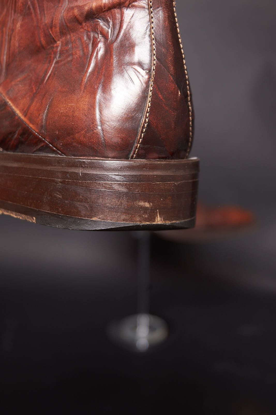 Vintage Ghost Leather Ankle Boots