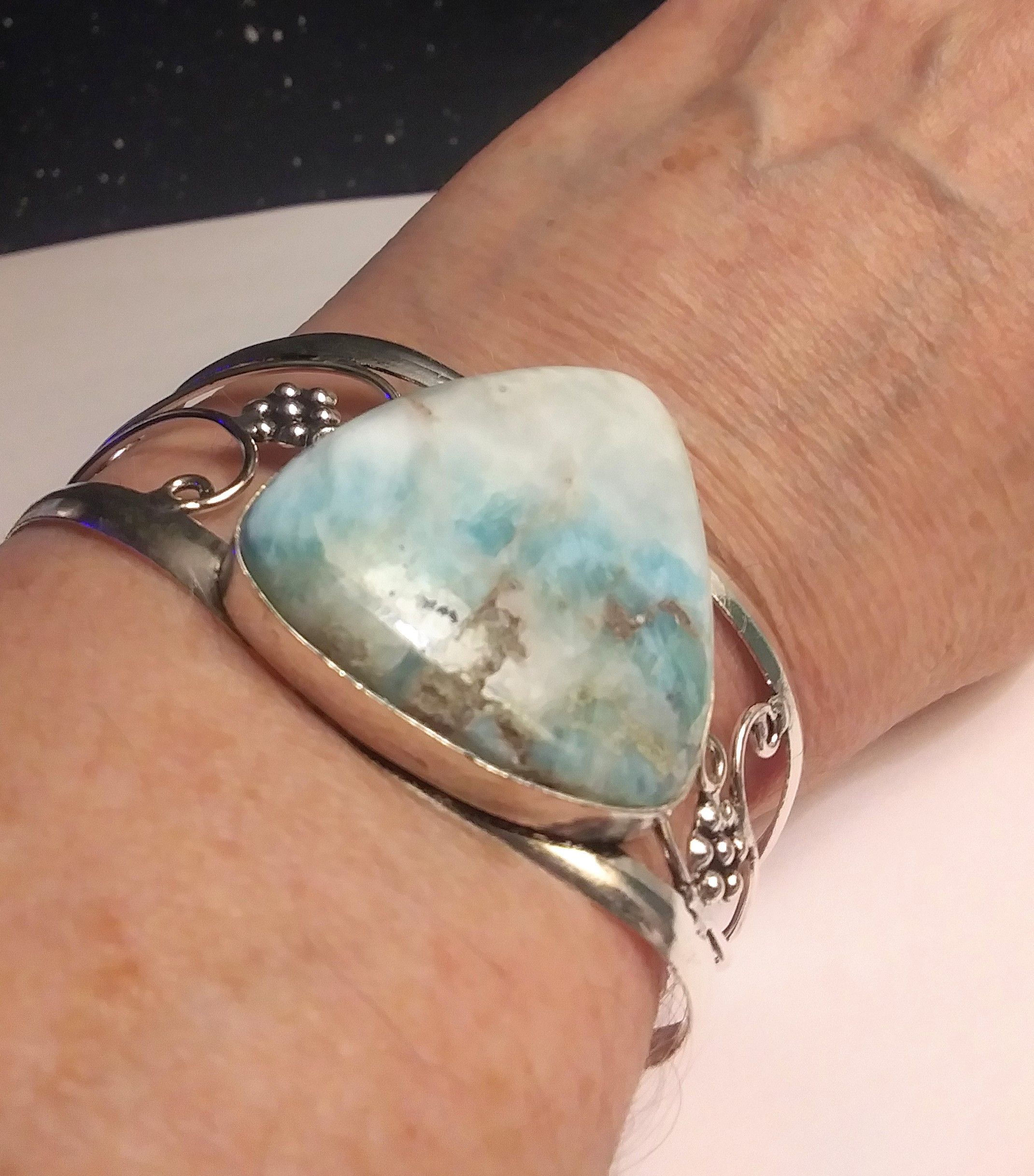 Stunning 915 Sterling newest Silver Larimar Cuff Bracelet