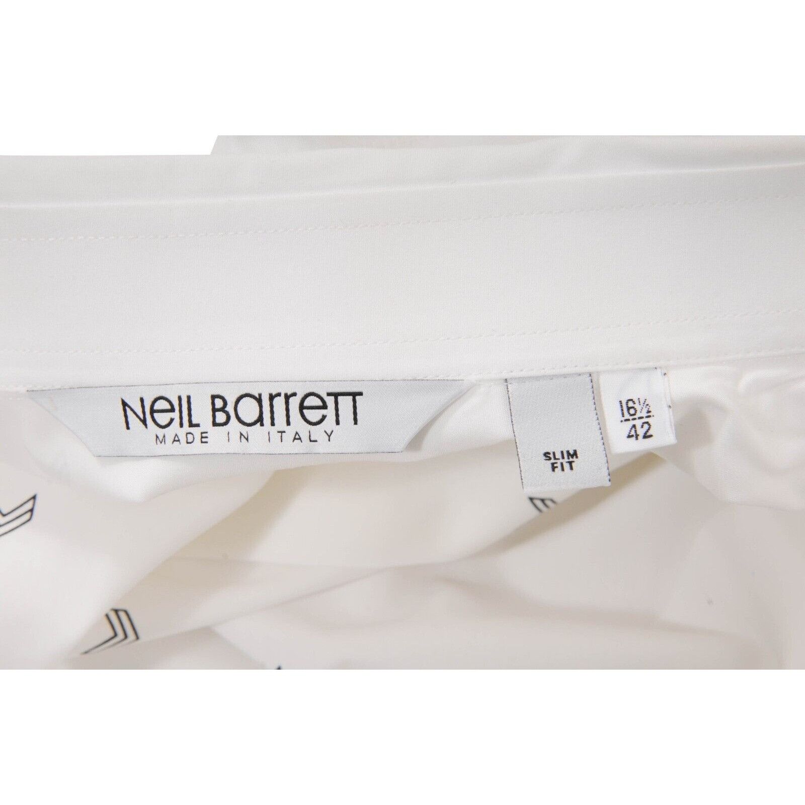 Neil Barrett White Military Arrows Short Sleeve Button Down Shirt 16.5 Size US L / EU 52-54 / 3 - 8 Thumbnail