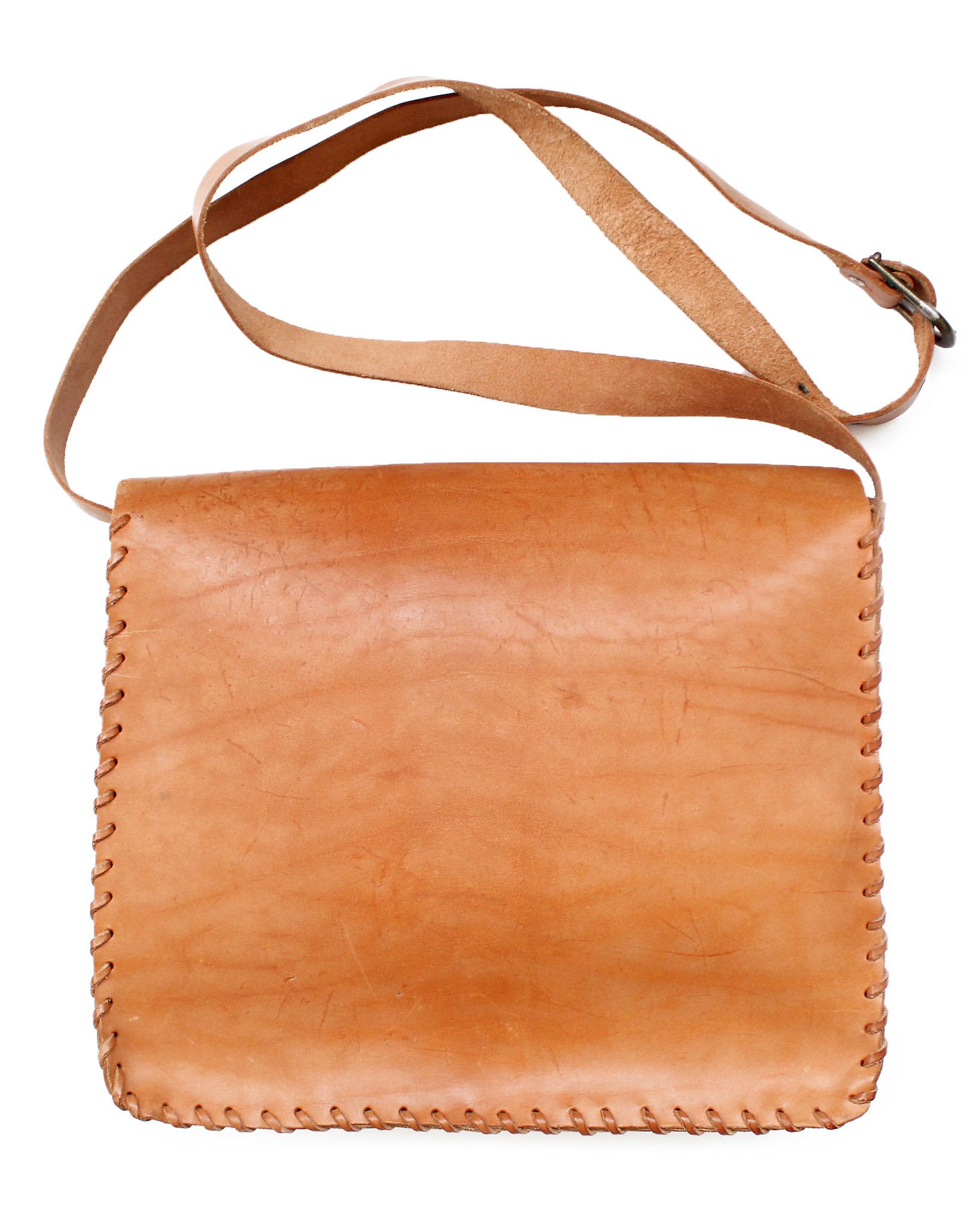 Handmade 80s vintage tan leather shoulder bag handmade crossbody Size ONE SIZE - 9 Thumbnail