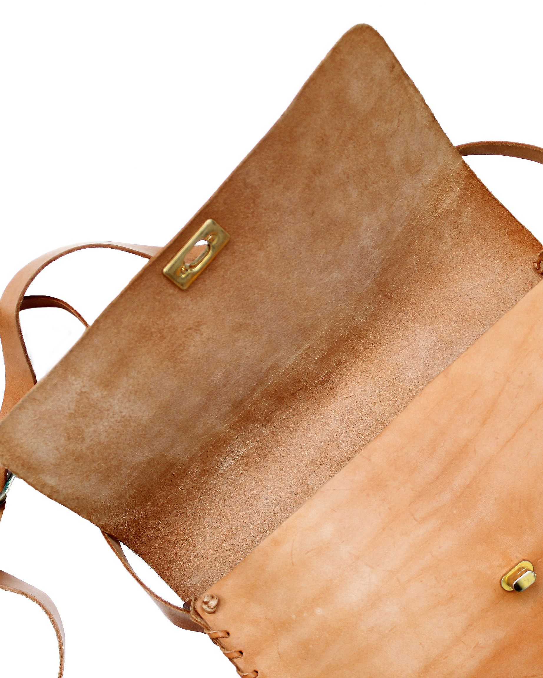 Handmade 80s vintage tan leather shoulder bag handmade crossbody Size ONE SIZE - 6 Thumbnail