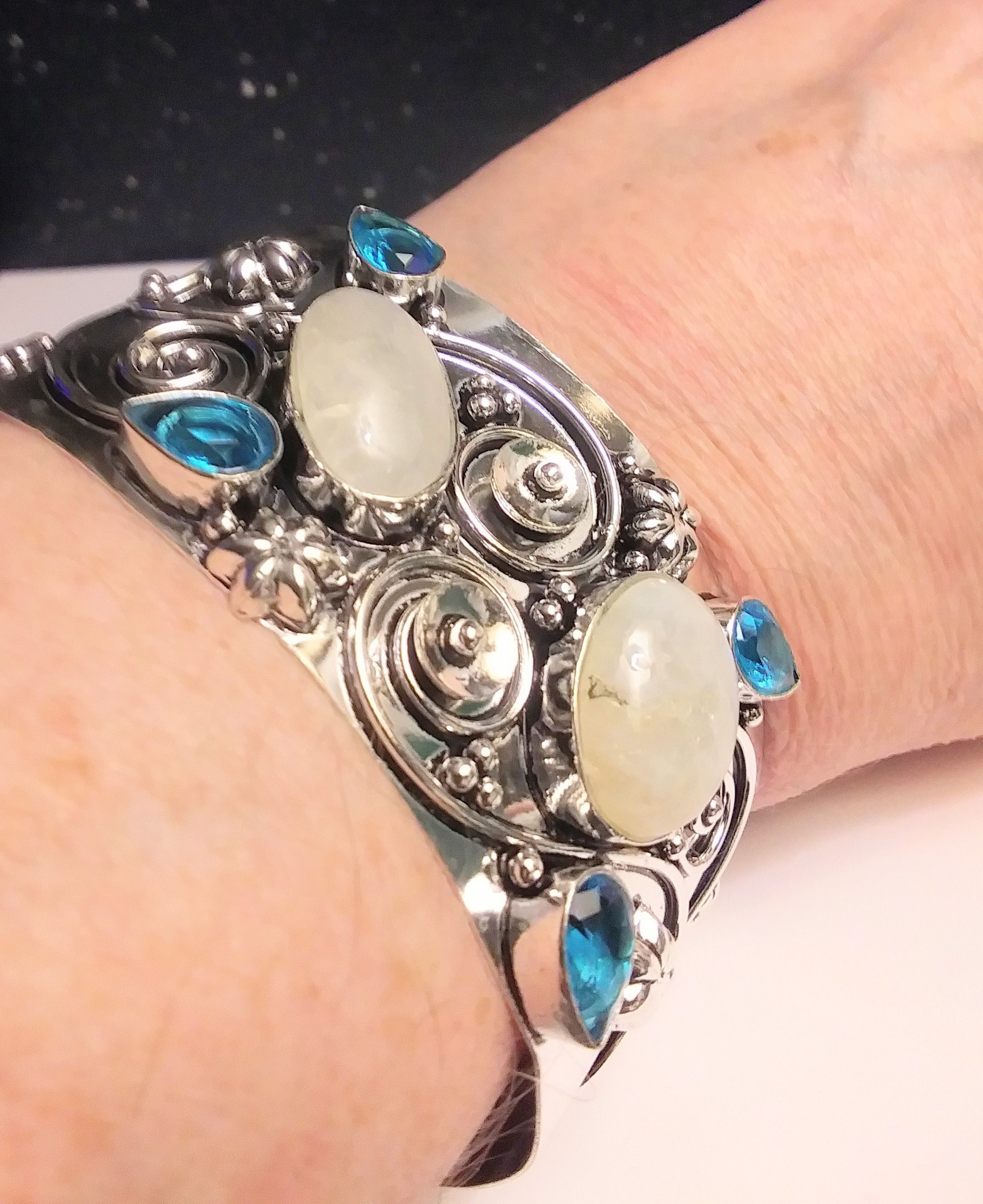 Stunning 925 Sterling hotsell Silver Moonstone Cuff Bracelet