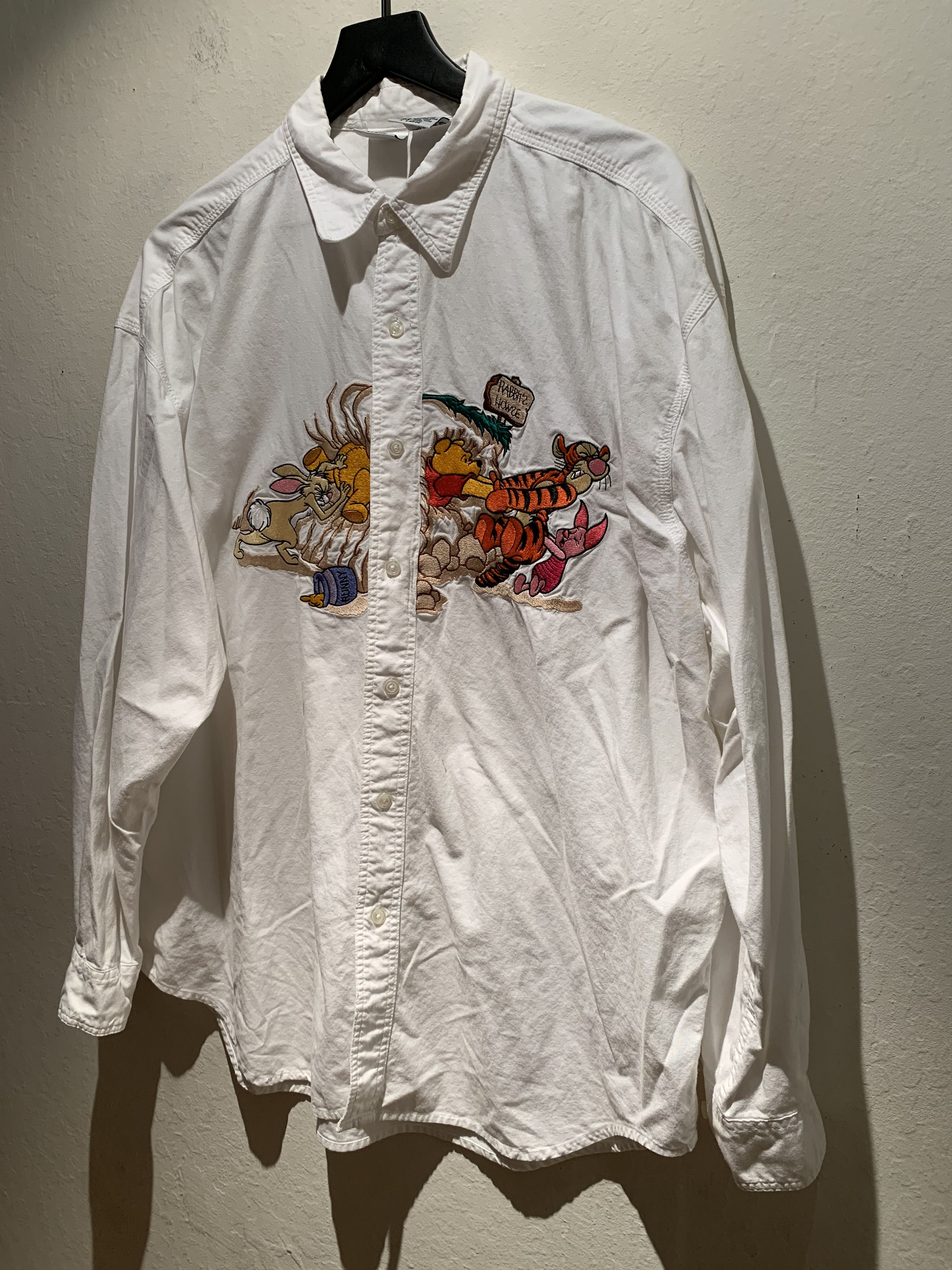 image of Vintage Winnie The Pooh Disney Embroidered Button Shirt in White, Men's (Size XL)