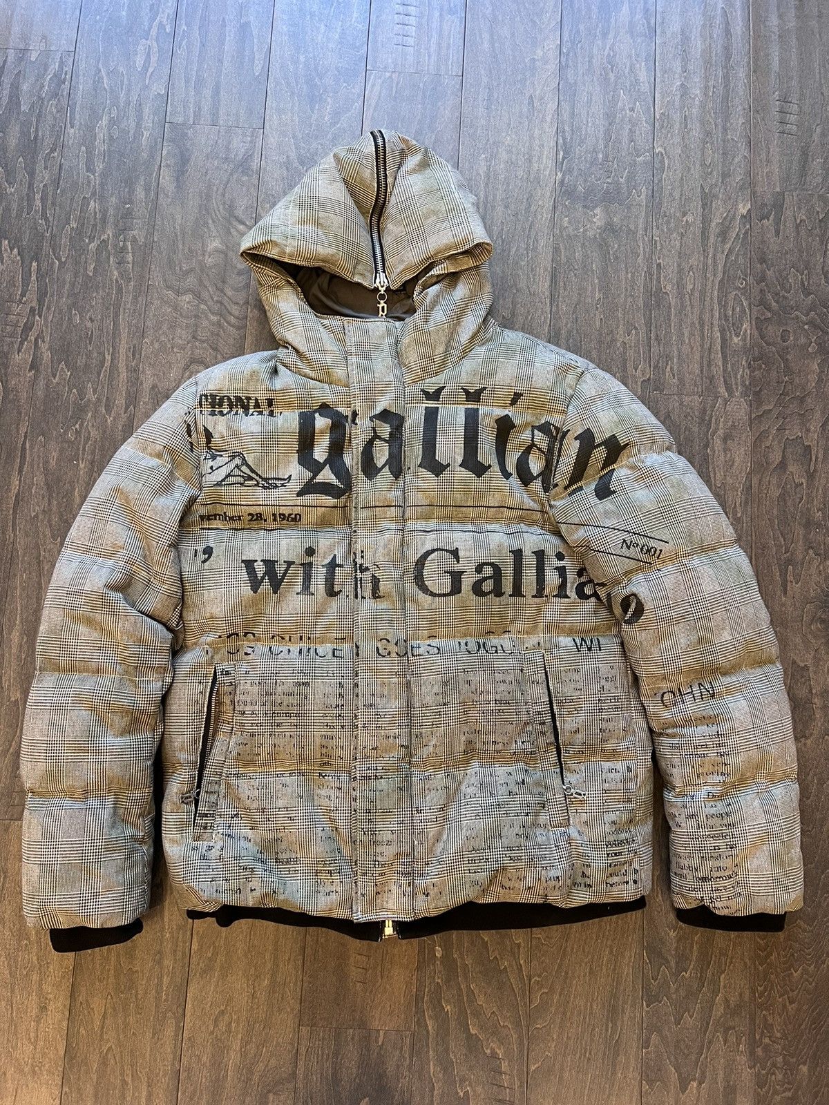 John Galliano John Galliano Newspaper print puffer jacket | Grailed