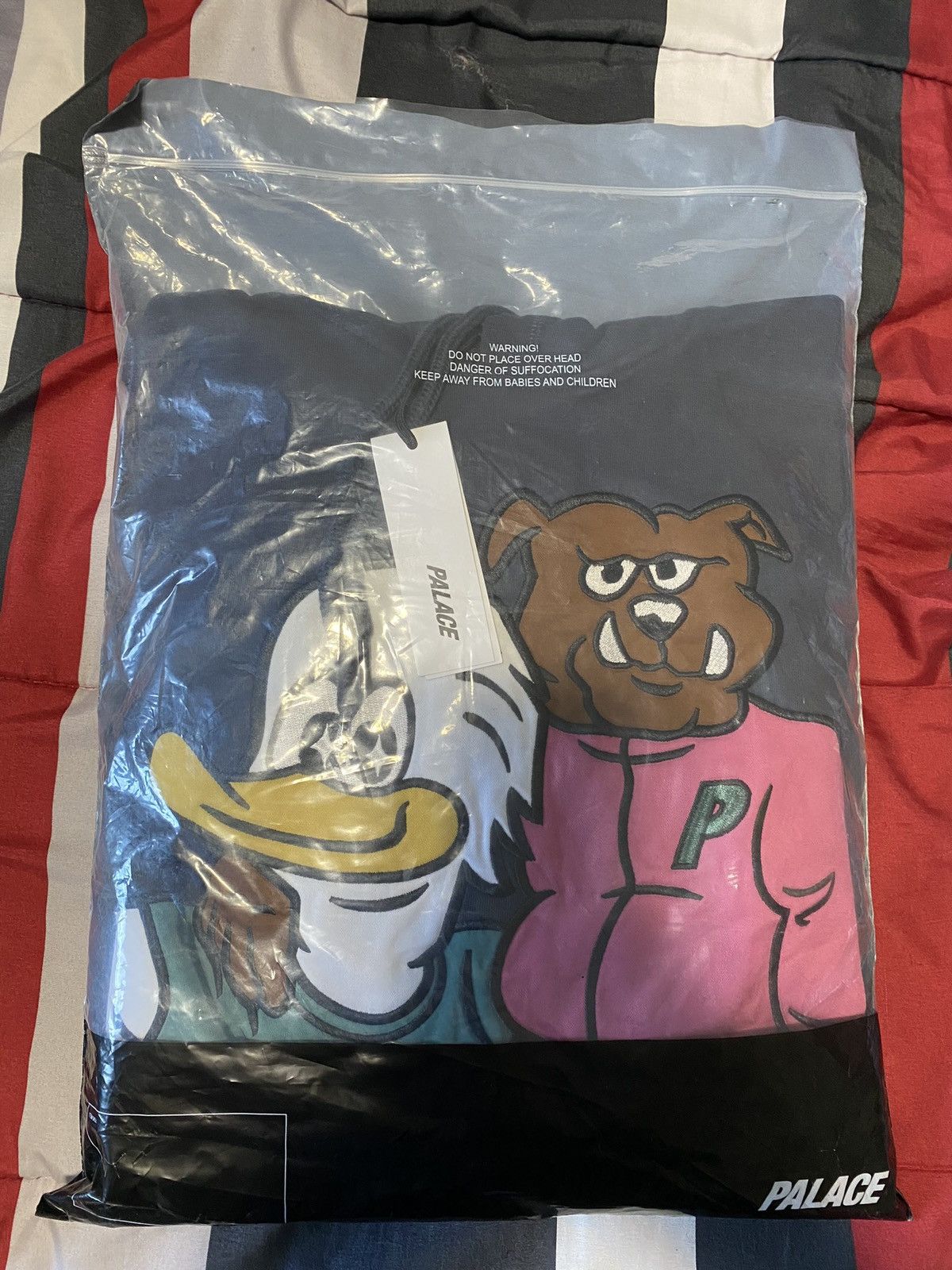 Palace Palace Dog and Duck Drop Shoulder Hoodie Navy | Grailed