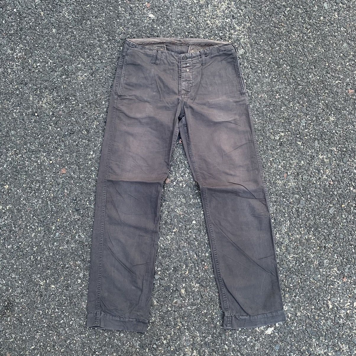 image of Beams Plus Collection Beams 30X31 Black Faded Trousers Blank Cinch Back Pants, Men's